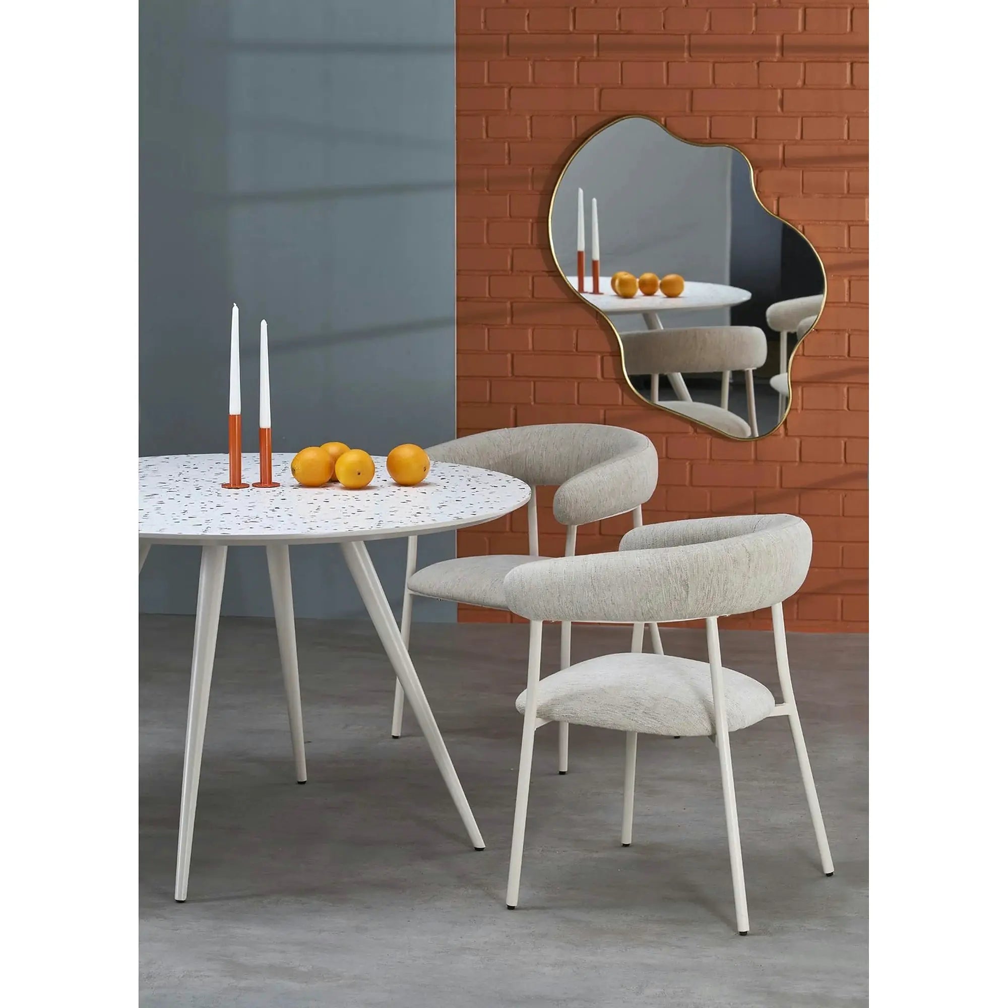 Scaun K557, bej deschis/alb, stofa clasica/metal, 60x54x75 cm