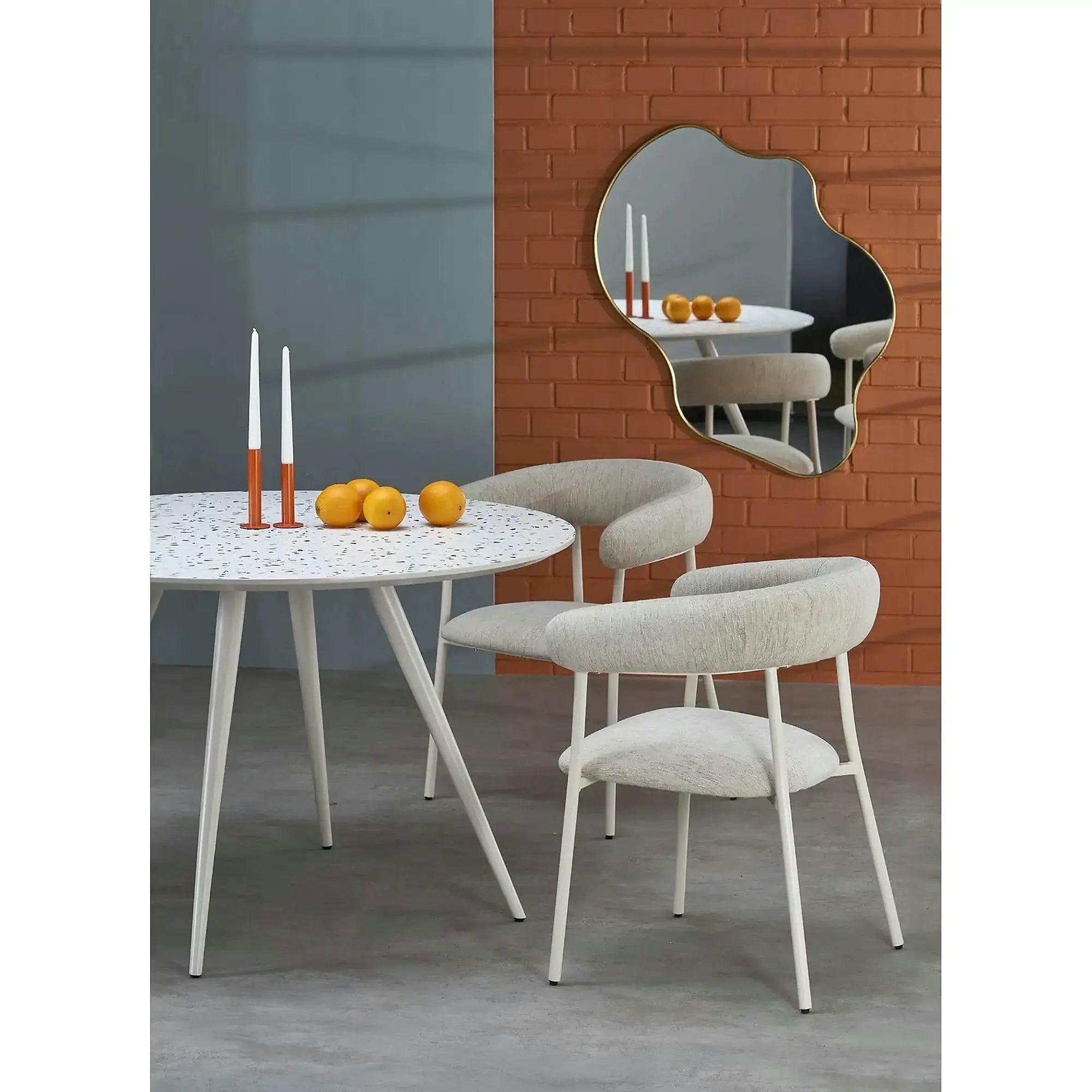 Scaun K557, bej deschis/alb, stofa clasica/metal, 60x54x75 cm