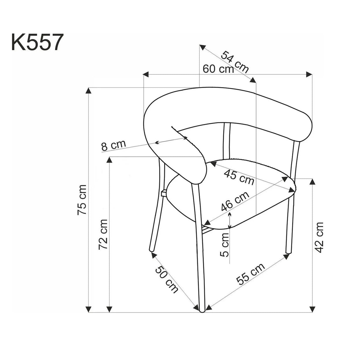 Scaun K557, bej deschis/alb, stofa clasica/metal, 60x54x75 cm