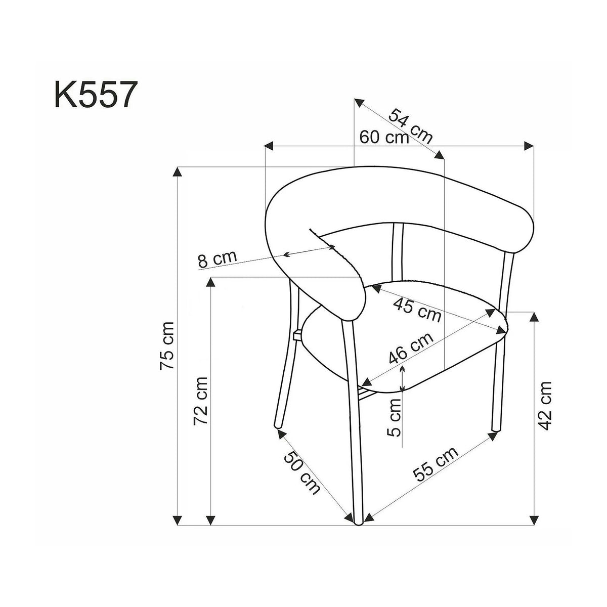 Scaun K557, bej deschis/alb, stofa clasica/metal, 60x54x75 cm