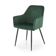 Scaun K558, verde inchis/negru, stofa catifelata/metal, 59x60x86 cm