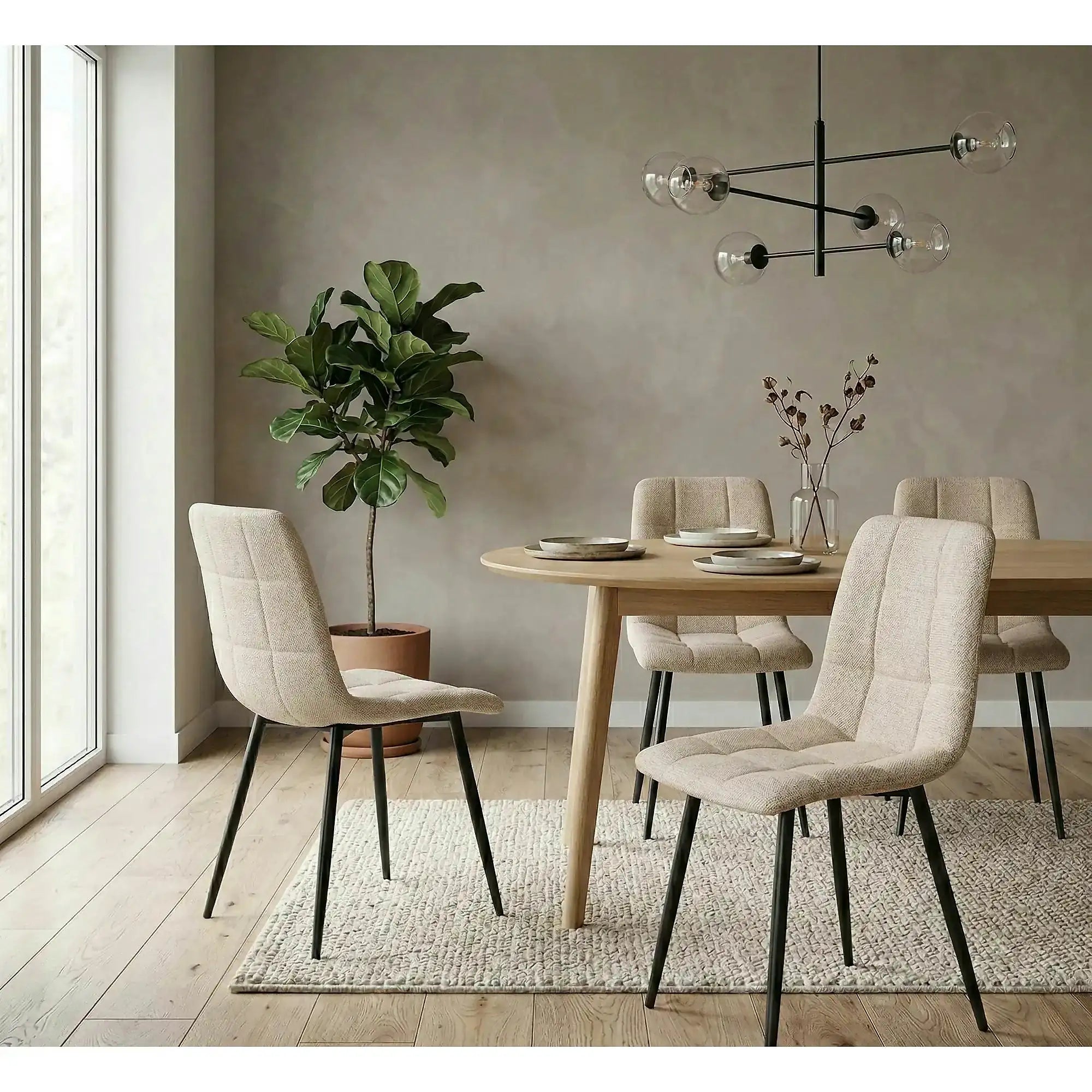 Scaun K560, bej/negru, stofa clasica/metal, 45x53x88 cm
