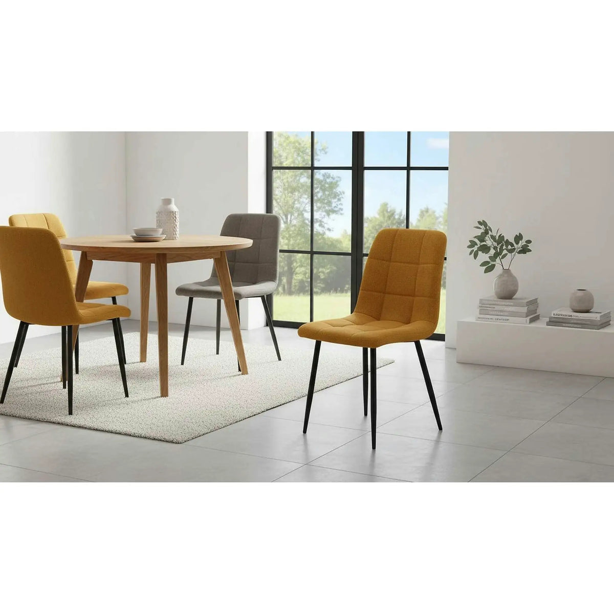 Scaun K560, galben/negru, stofa clasica/metal, 45x53x88 cm