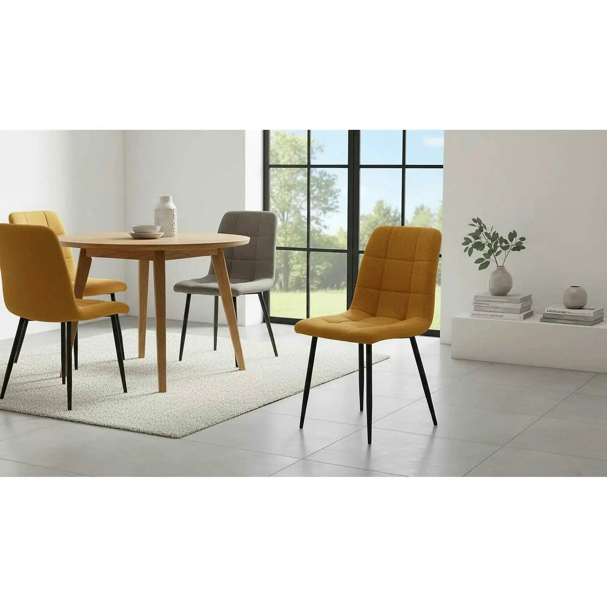 Scaun K560, galben/negru, stofa clasica/metal, 45x53x88 cm