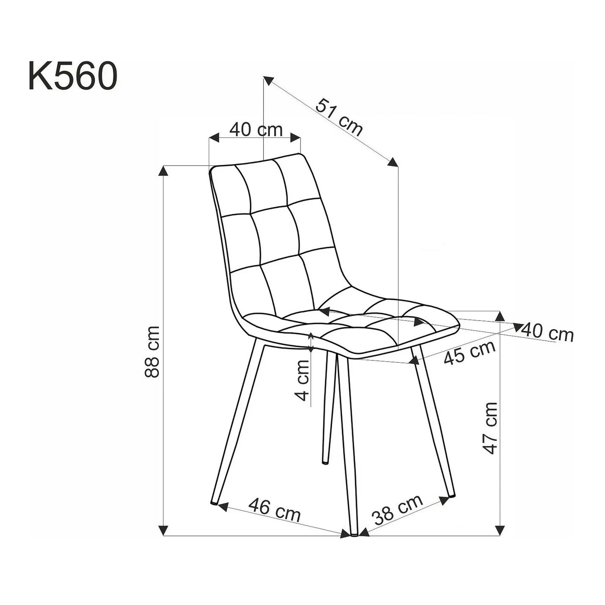 Scaun K560, gri/negru, stofa clasica/metal, 45x53x88 cm