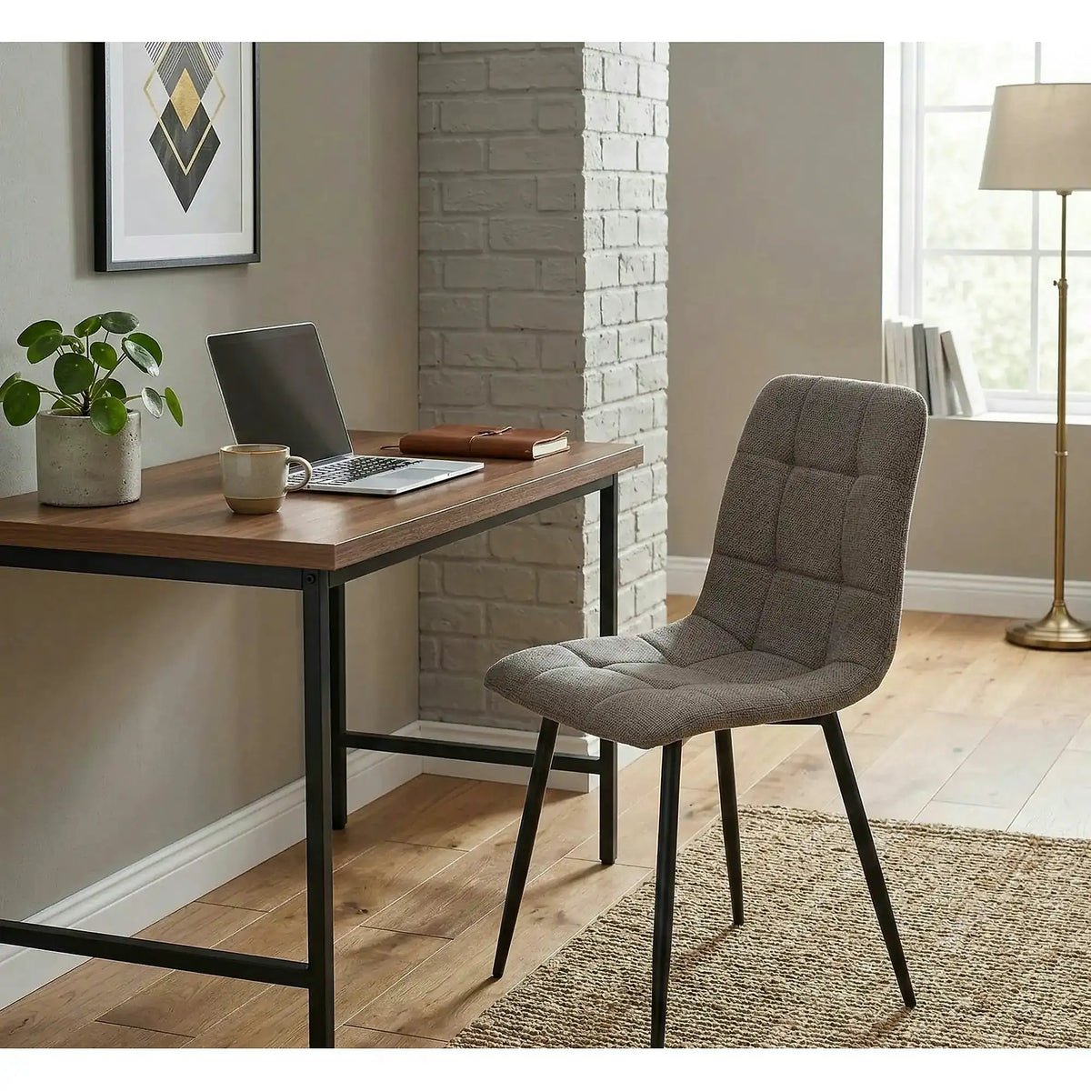 Scaun K560, gri/negru, stofa clasica/metal, 45x53x88 cm
