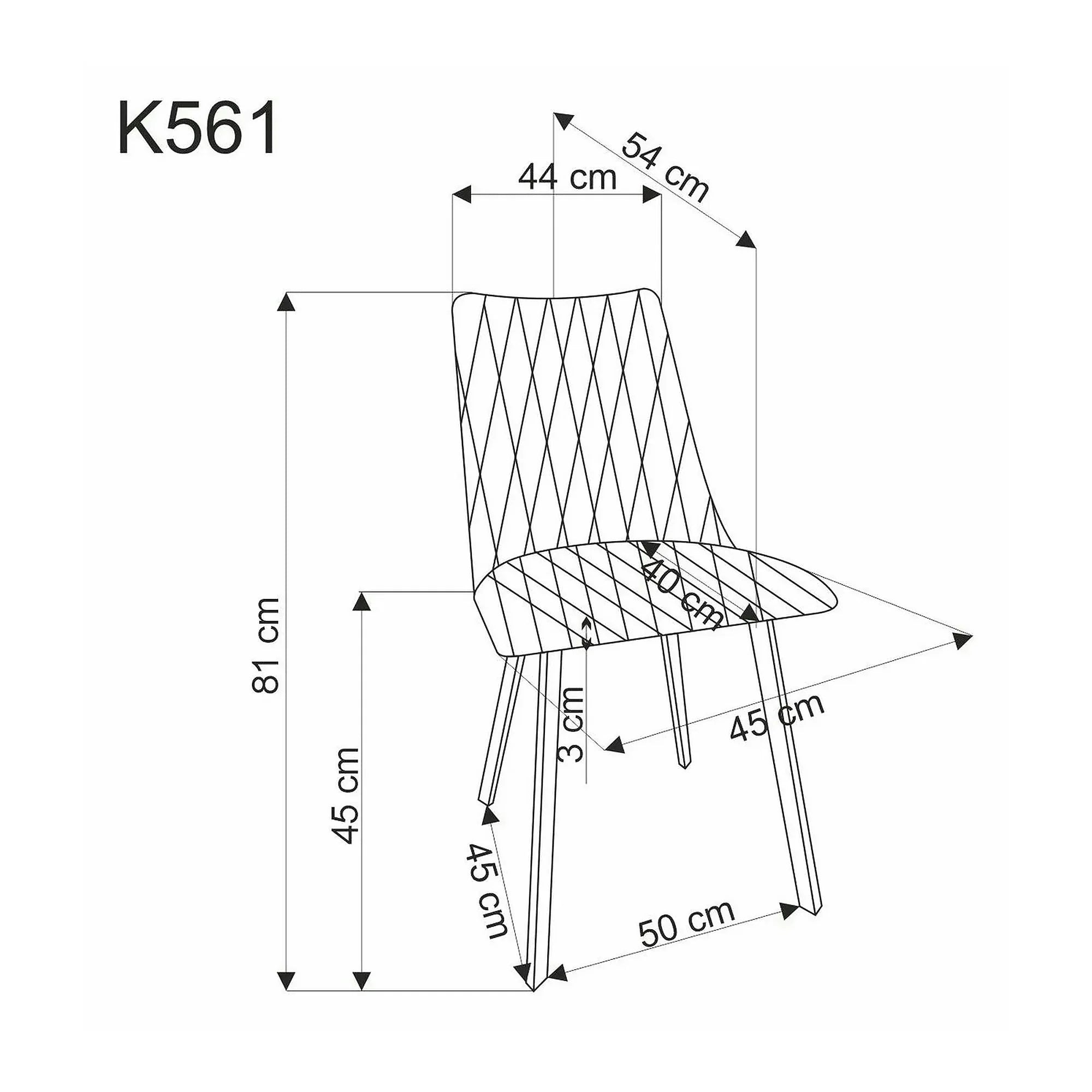 Scaun K561, verde/negru, stofa clasica/metal, 44x58x85 cm