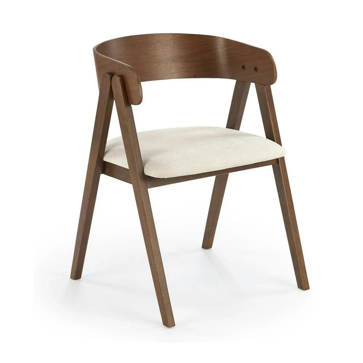 Scaun K562, bej deschis/nuc, stofa/lemn, 55x49x75 cm