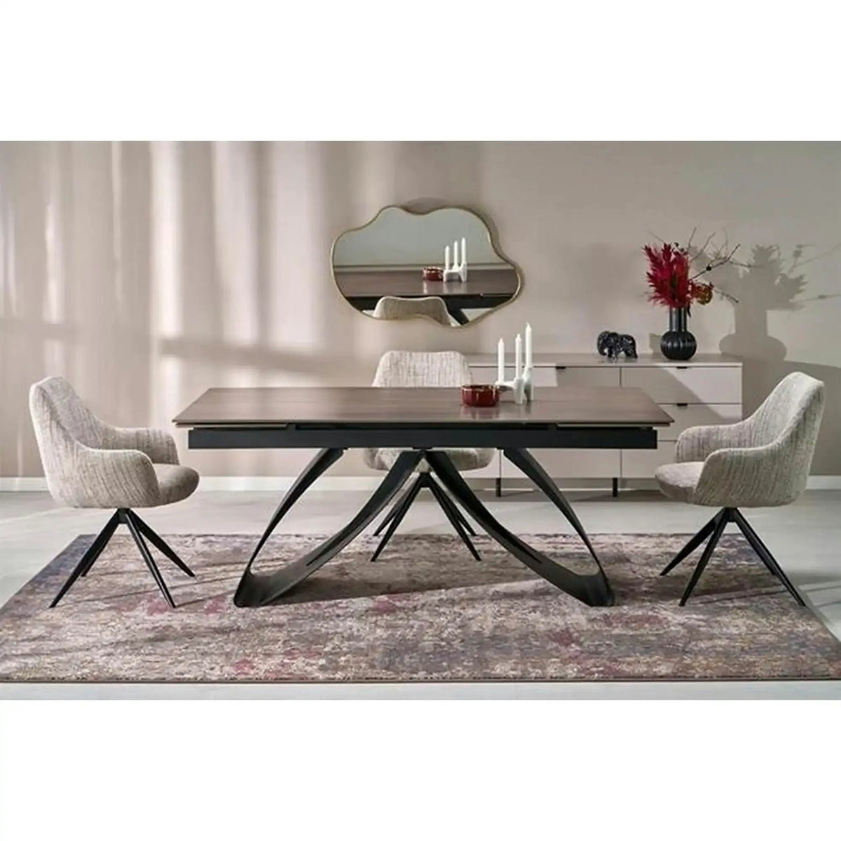 Scaun K564, bej/negru, stofa clasica/otel, 60x63x87 cm