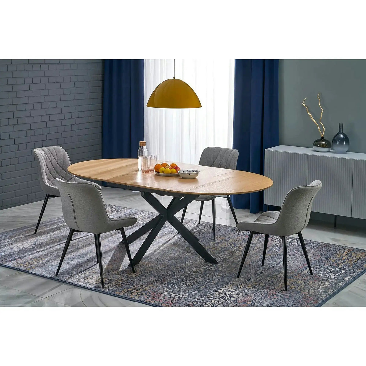 Scaun K567, gri - Havana 15, stofa catifelata/otel, 47x63x85 cm