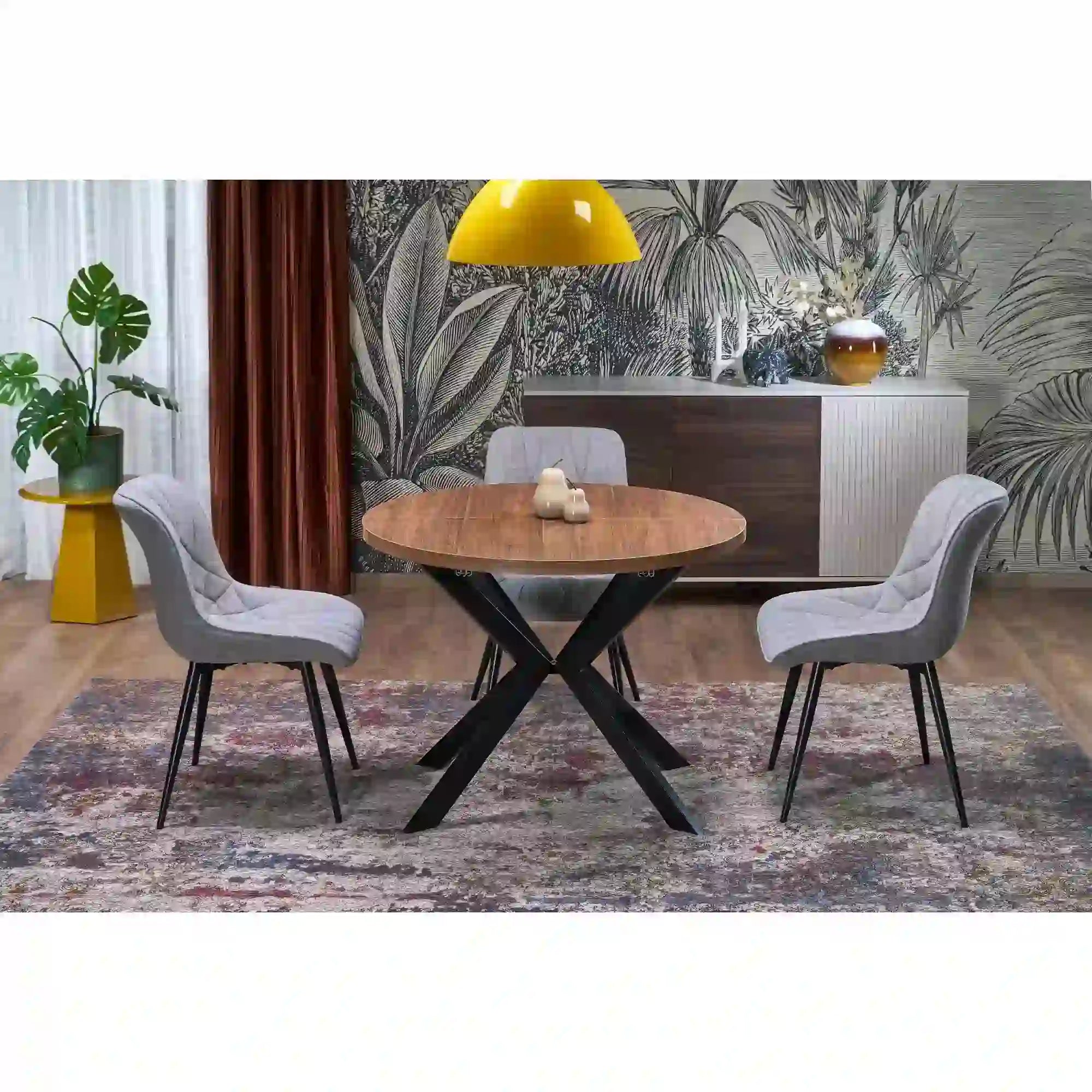 Scaun K567, gri - Havana 15, stofa catifelata/otel, 47x63x85 cm