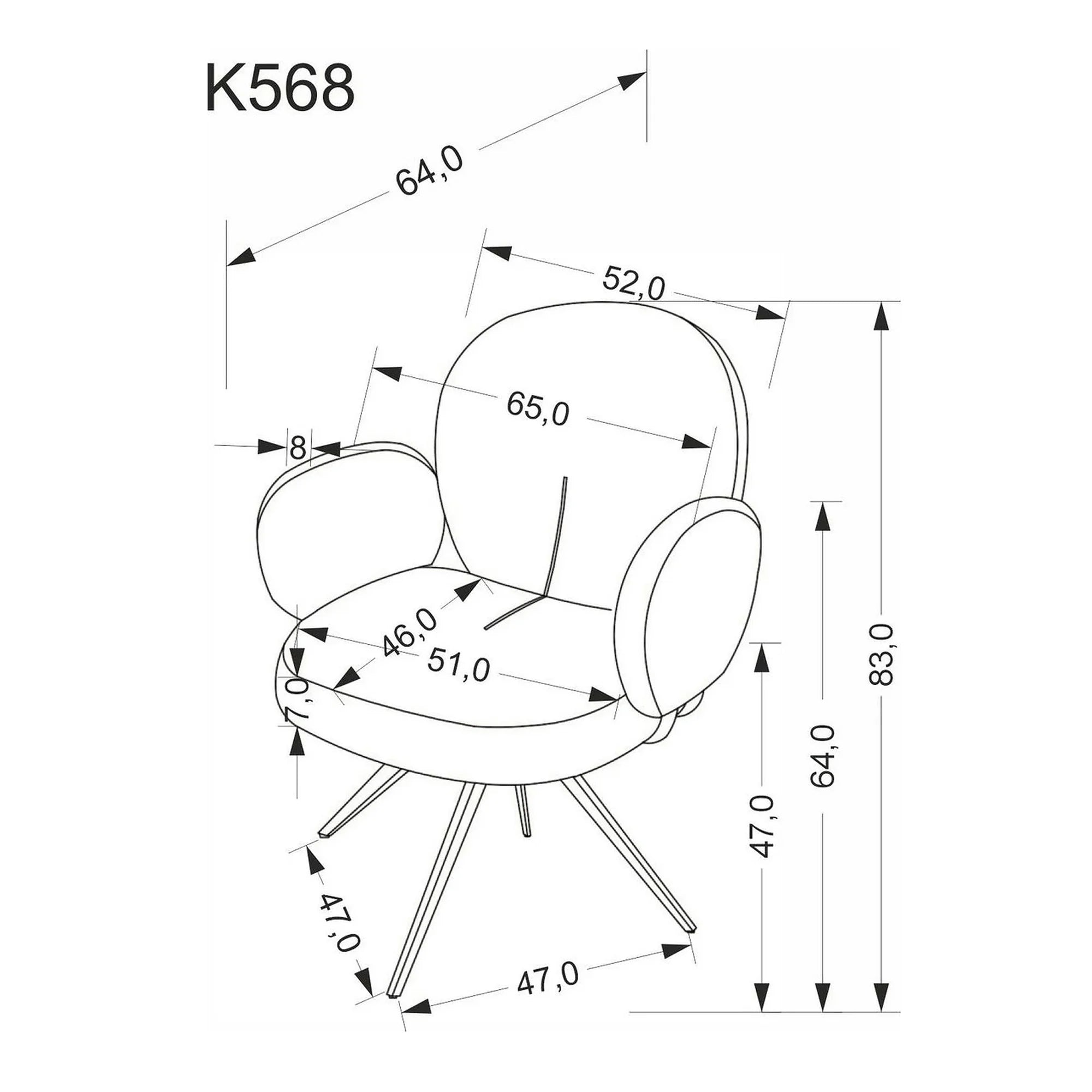 Scaun K568, gri/negru, stofa clasica/otel, 65x64x82 cm
