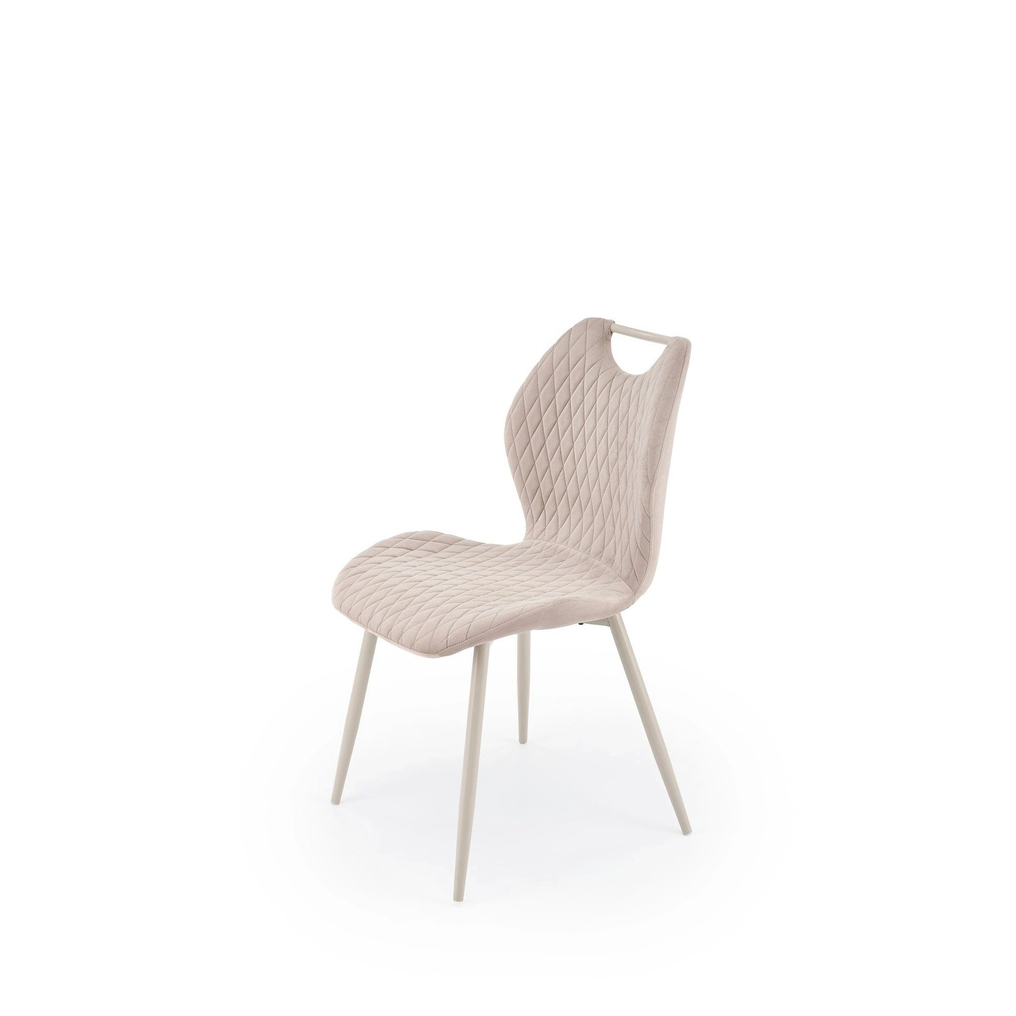 Scaun K569, bej/casmir, stofa catifelata/metal, 47x54x84 cm