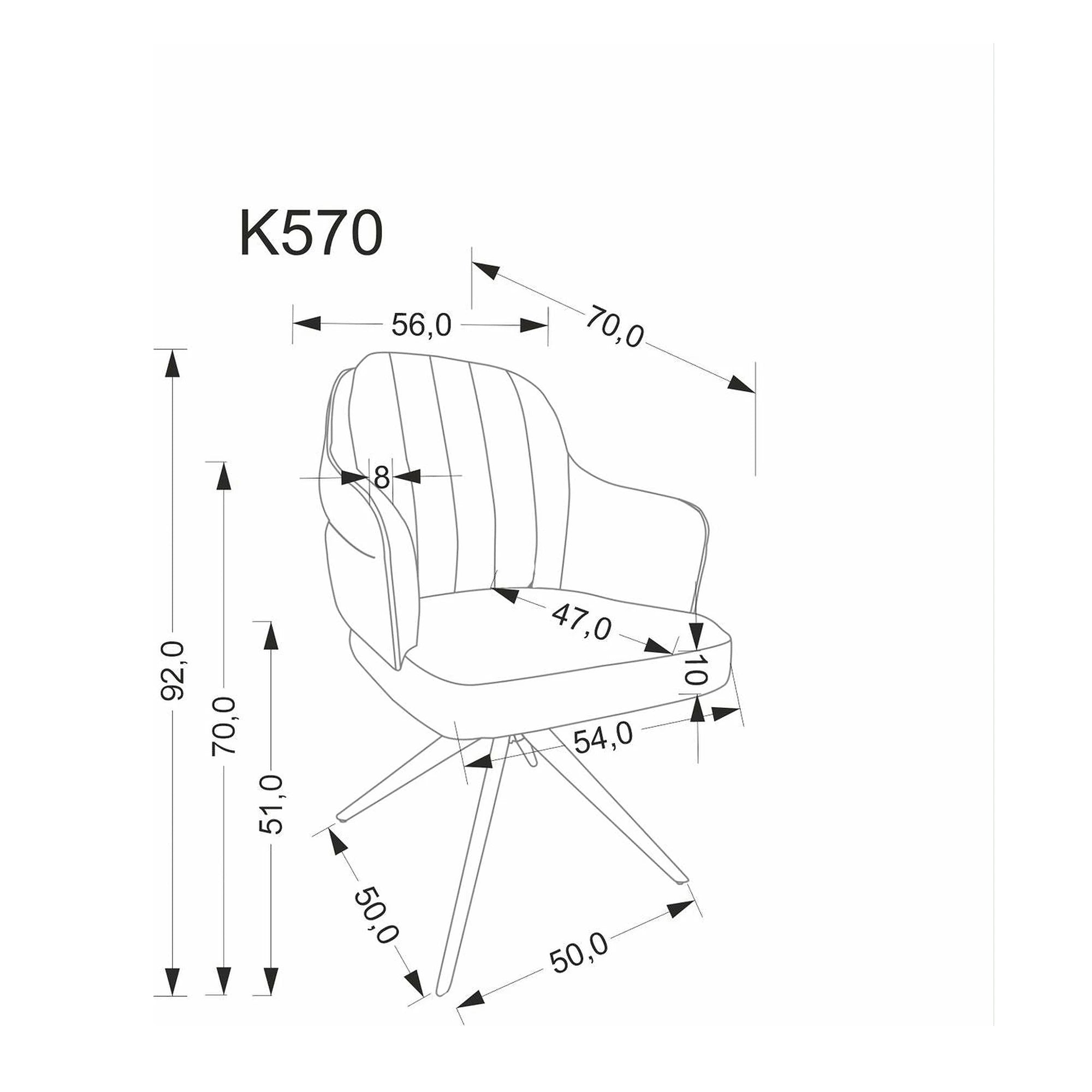 Scaun K570, bej/negru, stofa/otel, 61x70x92 cm
