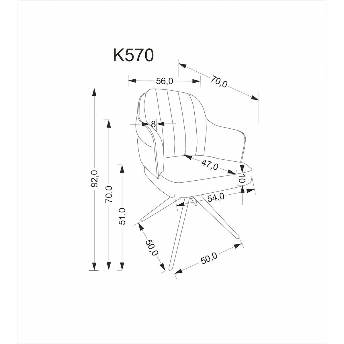 Scaun K570, bej/negru, stofa/otel, 61x70x92 cm