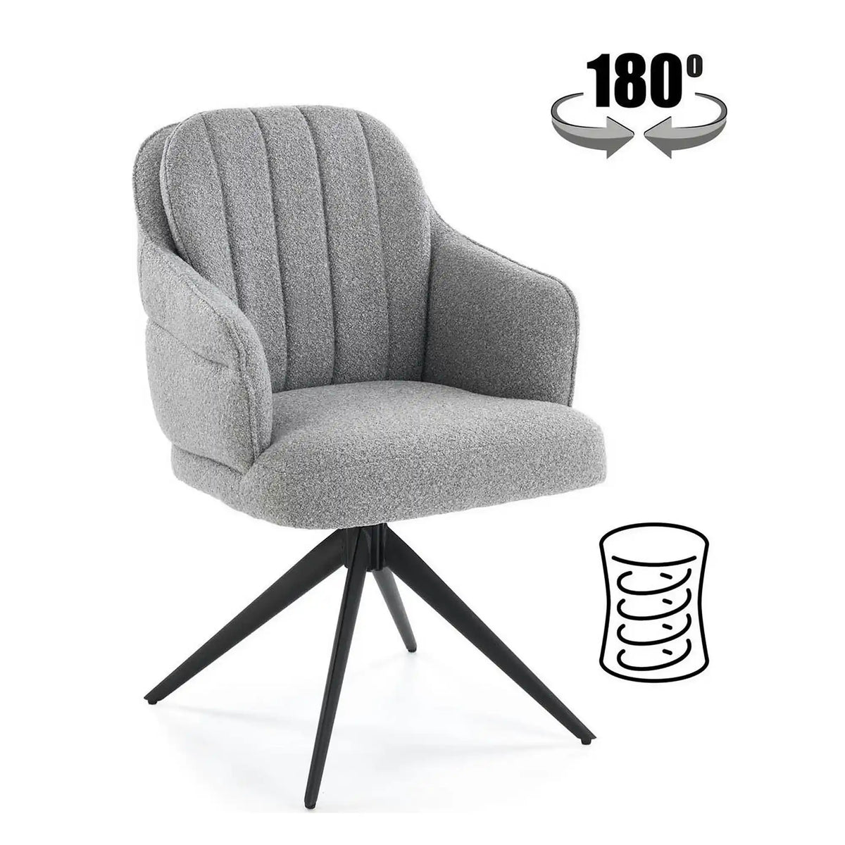 Scaun K570, gri/negru, stofa/otel, 61x70x92 cm