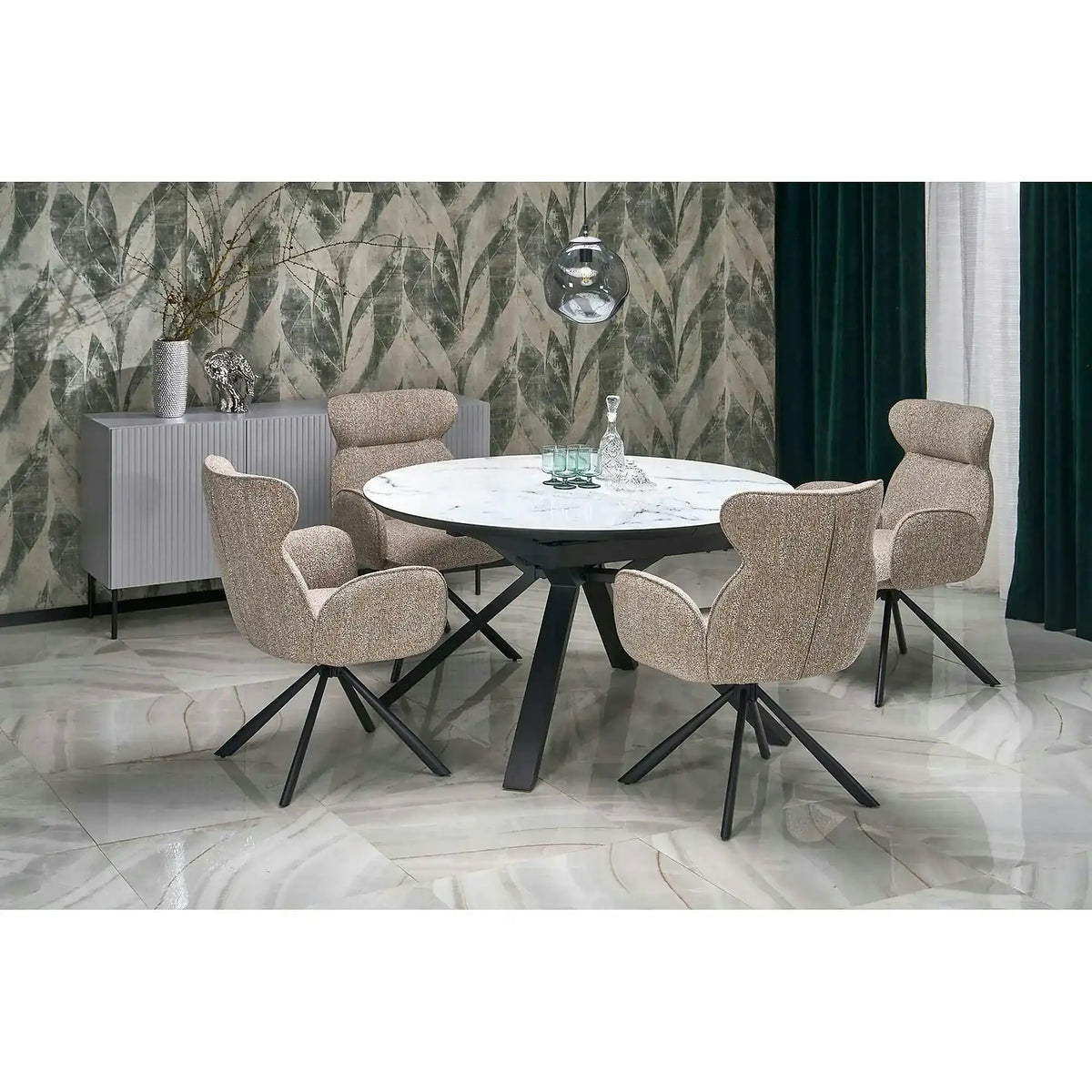 Scaun K571, bej inchis/negru, stofa clasica/otel, 63x64x93 cm
