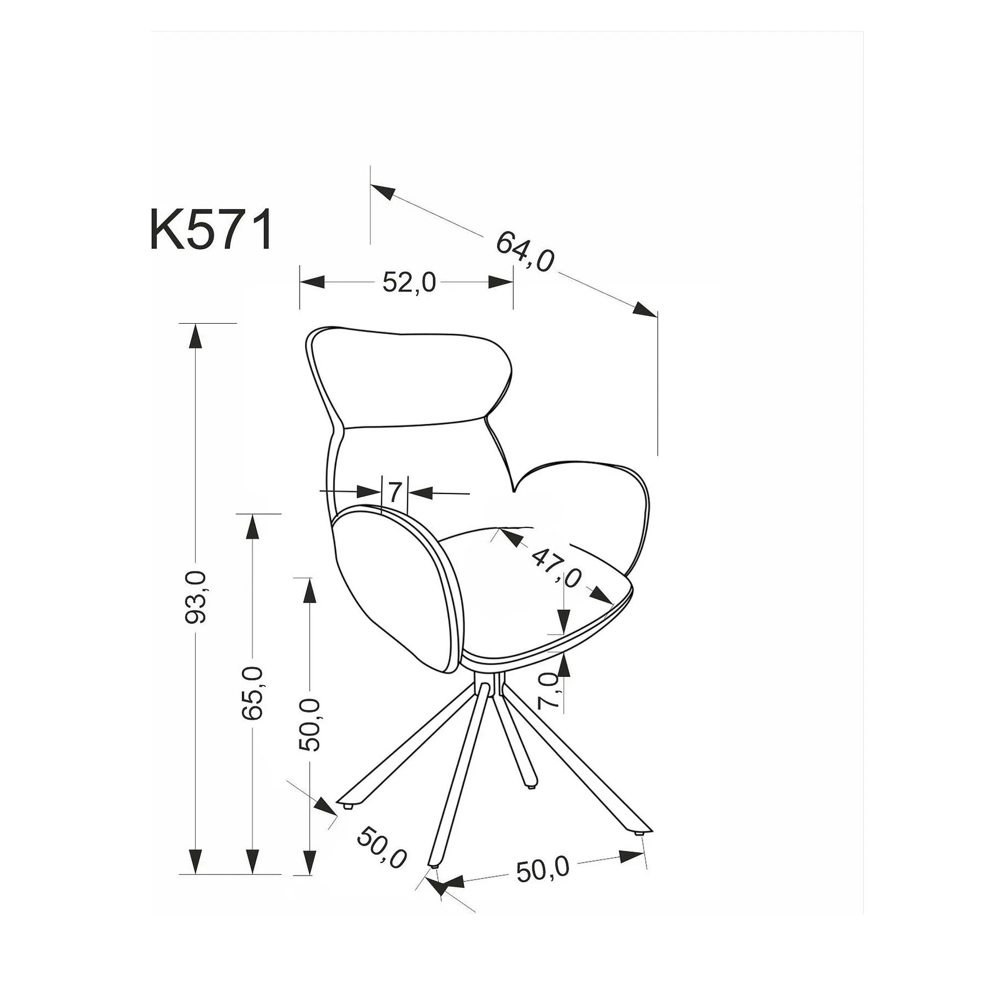 Scaun K571, gri/negru, stofa clasica/otel, 63x64x93 cm