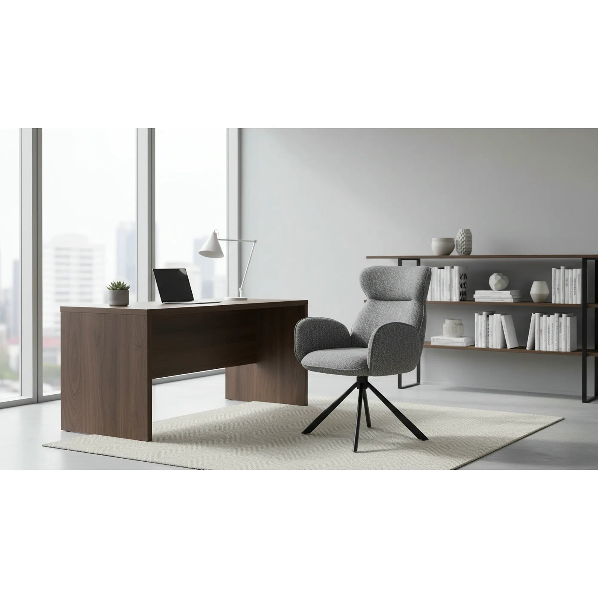 Scaun K571, gri/negru, stofa clasica/otel, 63x64x93 cm