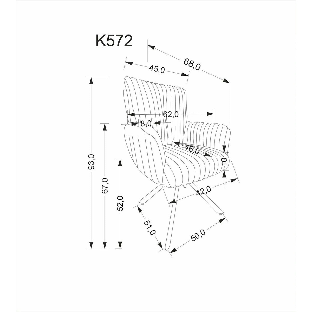 Scaun K572, crem - Vito 23, blana articiala/otel, 62x68x93 cm