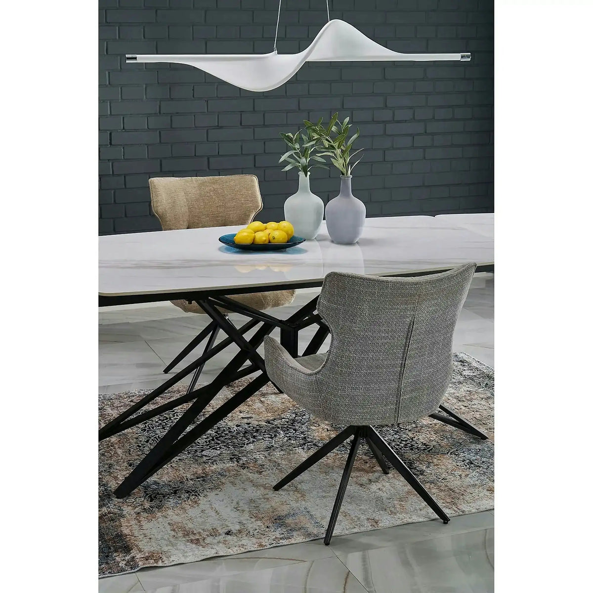 Scaun K573, bej/negru, stofa clasica/otel, 55x64x88 cm