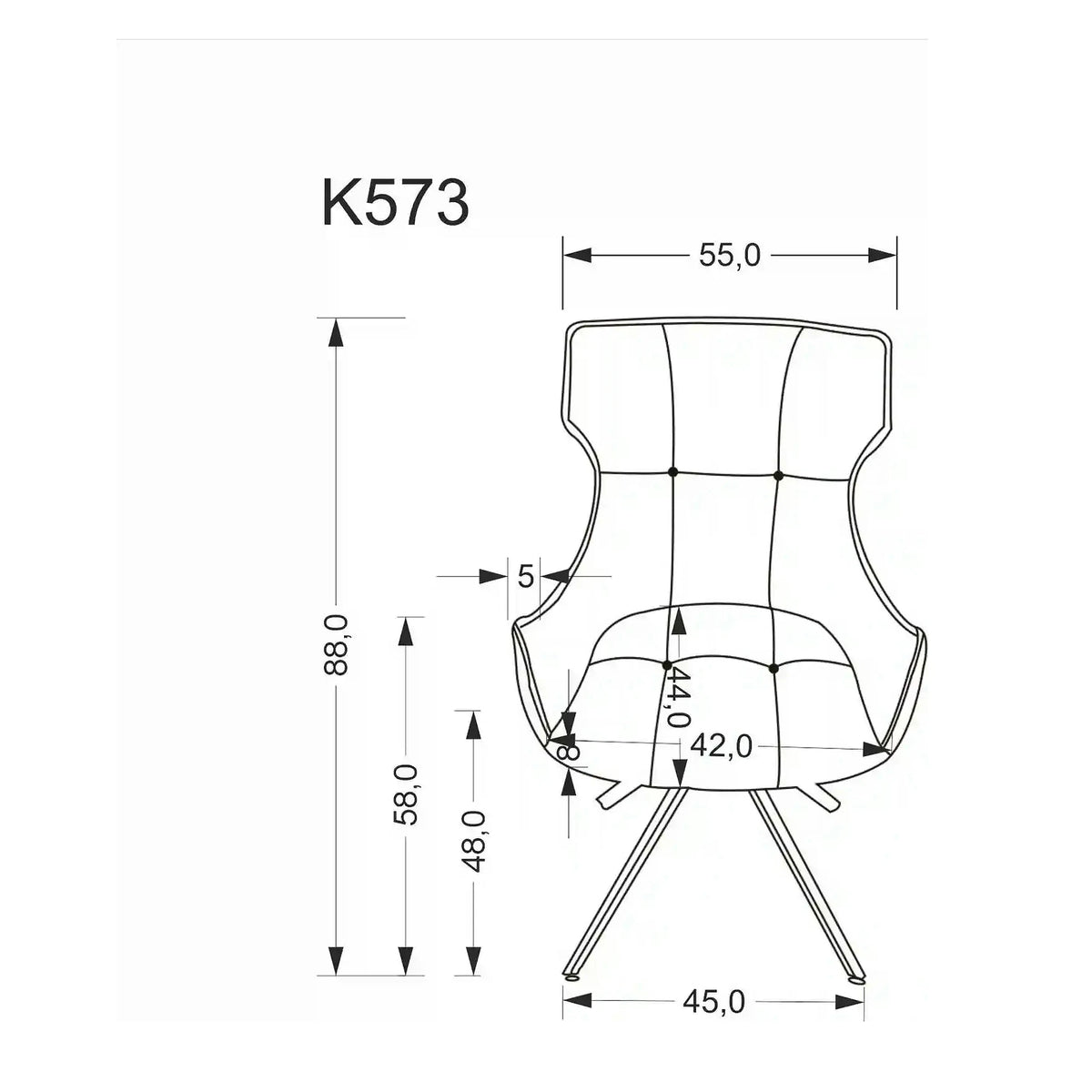 Scaun K573, bej/negru, stofa clasica/otel, 55x64x88 cm