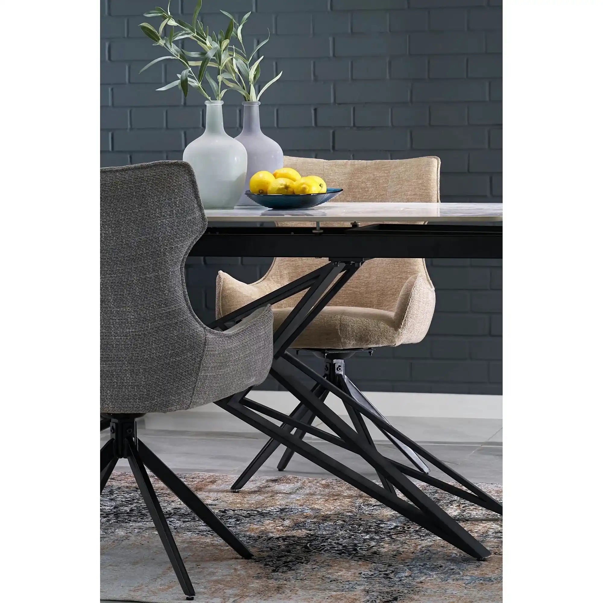 Scaun K573, bej/negru, stofa clasica/otel, 55x64x88 cm