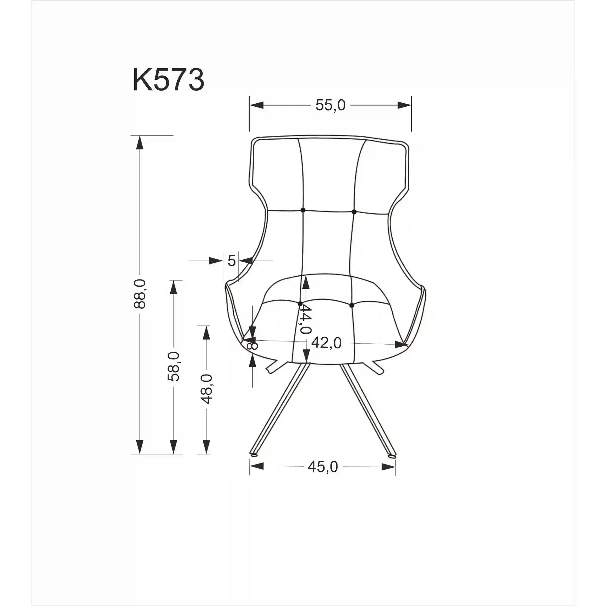 Scaun K573, bej/negru, stofa clasica/otel, 55x64x88 cm