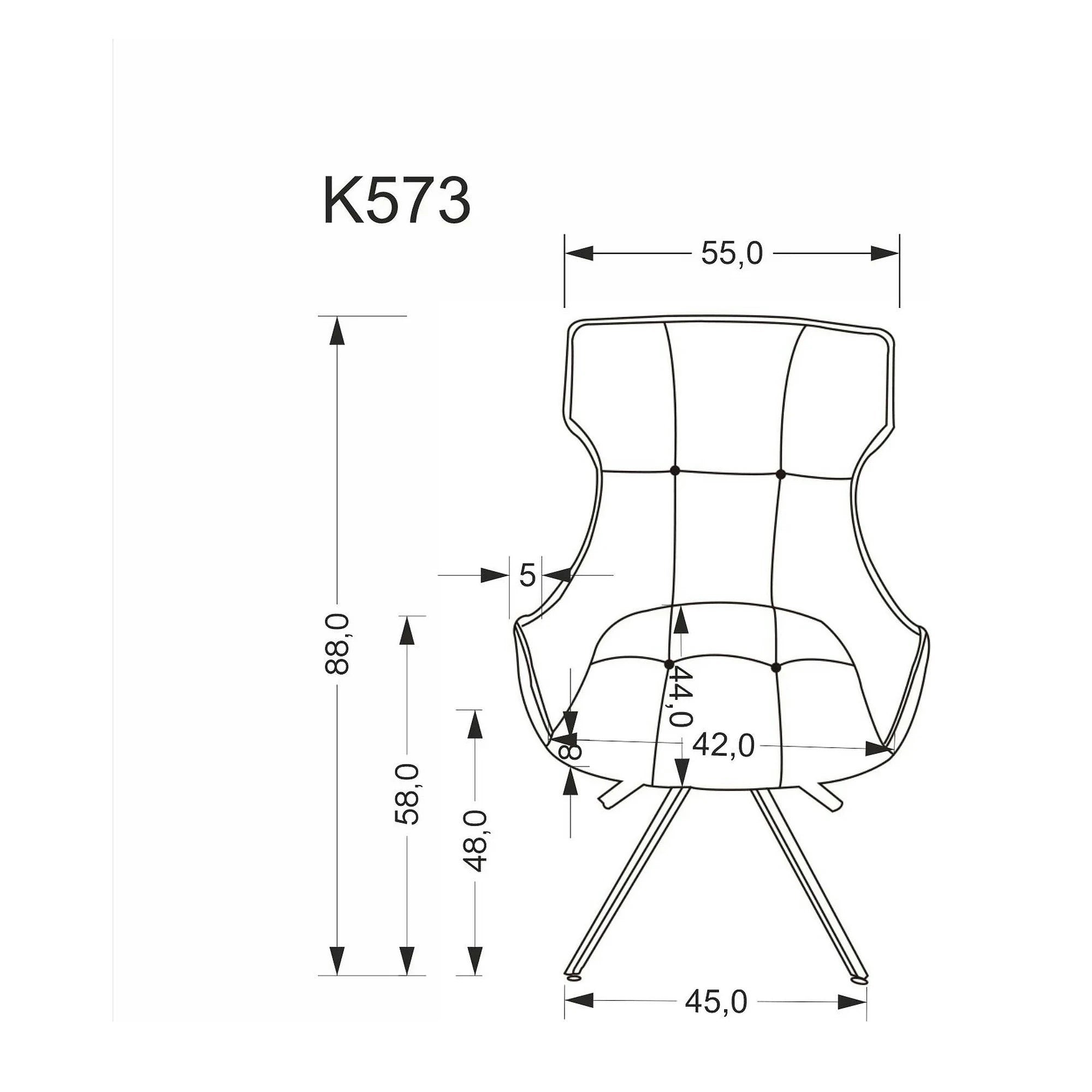 Scaun K573, gri/negru, stofa clasica/otel, 55x64x88 cm
