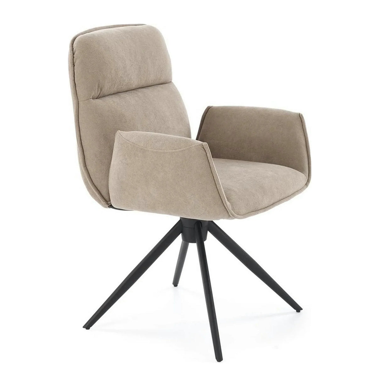 Scaun K574, bej inchis/negru, stofa catifelata/otel, 60x60x88 cm
