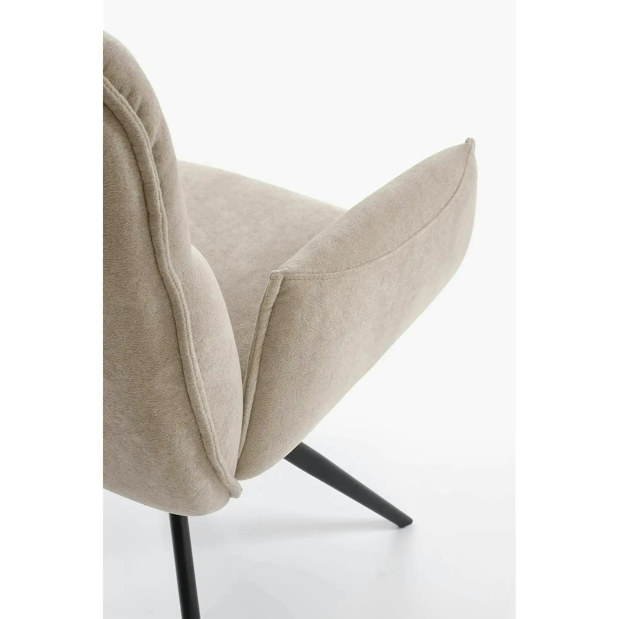 Scaun K574, bej inchis/negru, stofa catifelata/otel, 60x60x88 cm