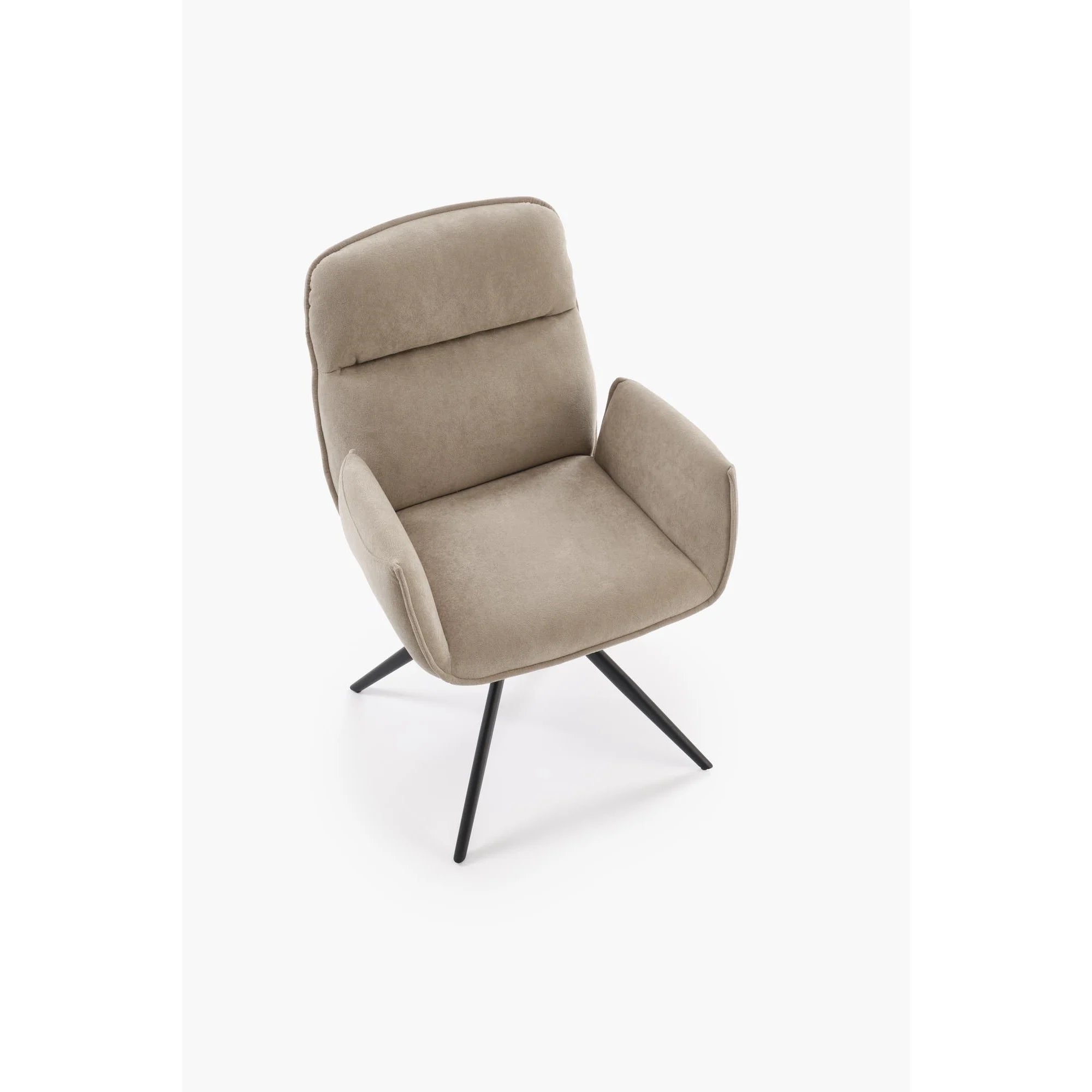 Scaun K574, bej inchis/negru, stofa catifelata/otel, 60x60x88 cm