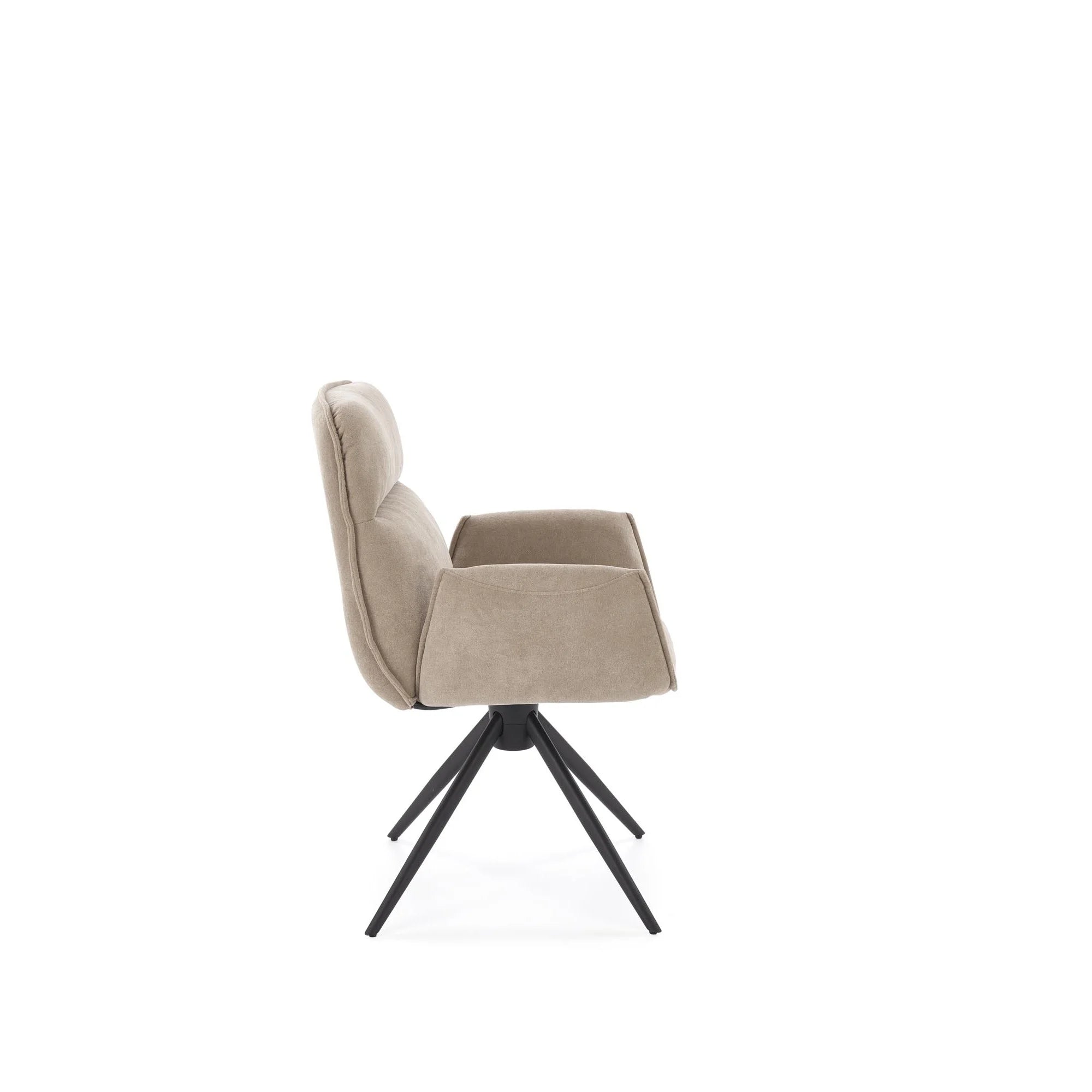 Scaun K574, bej inchis/negru, stofa catifelata/otel, 60x60x88 cm