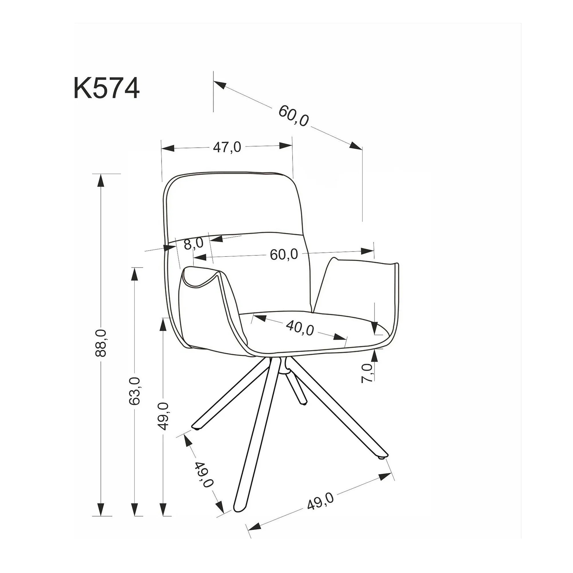 Scaun K574, gri/negru, stofa catifelata/otel, 60x60x88 cm