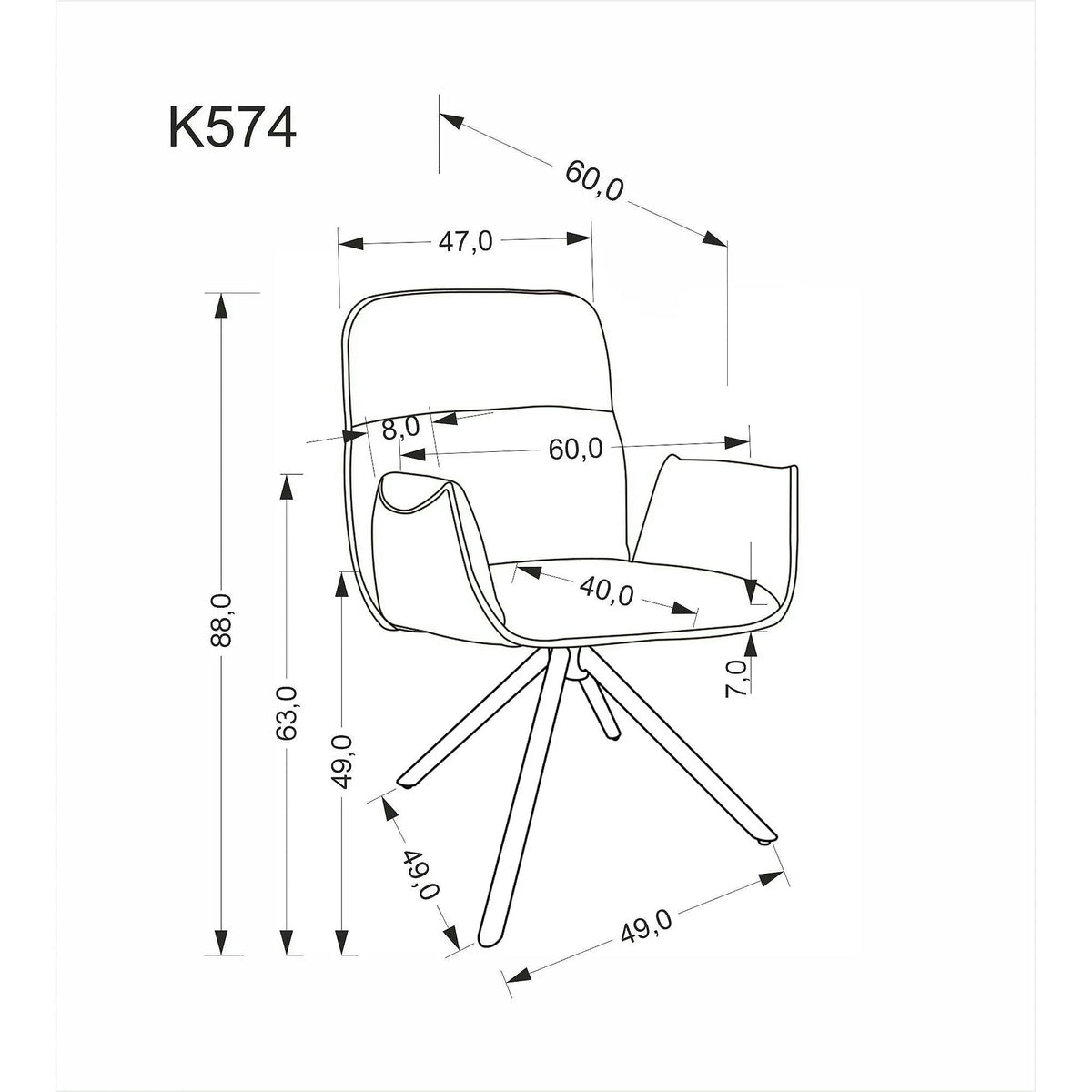 Scaun K574, gri/negru, stofa catifelata/otel, 60x60x88 cm