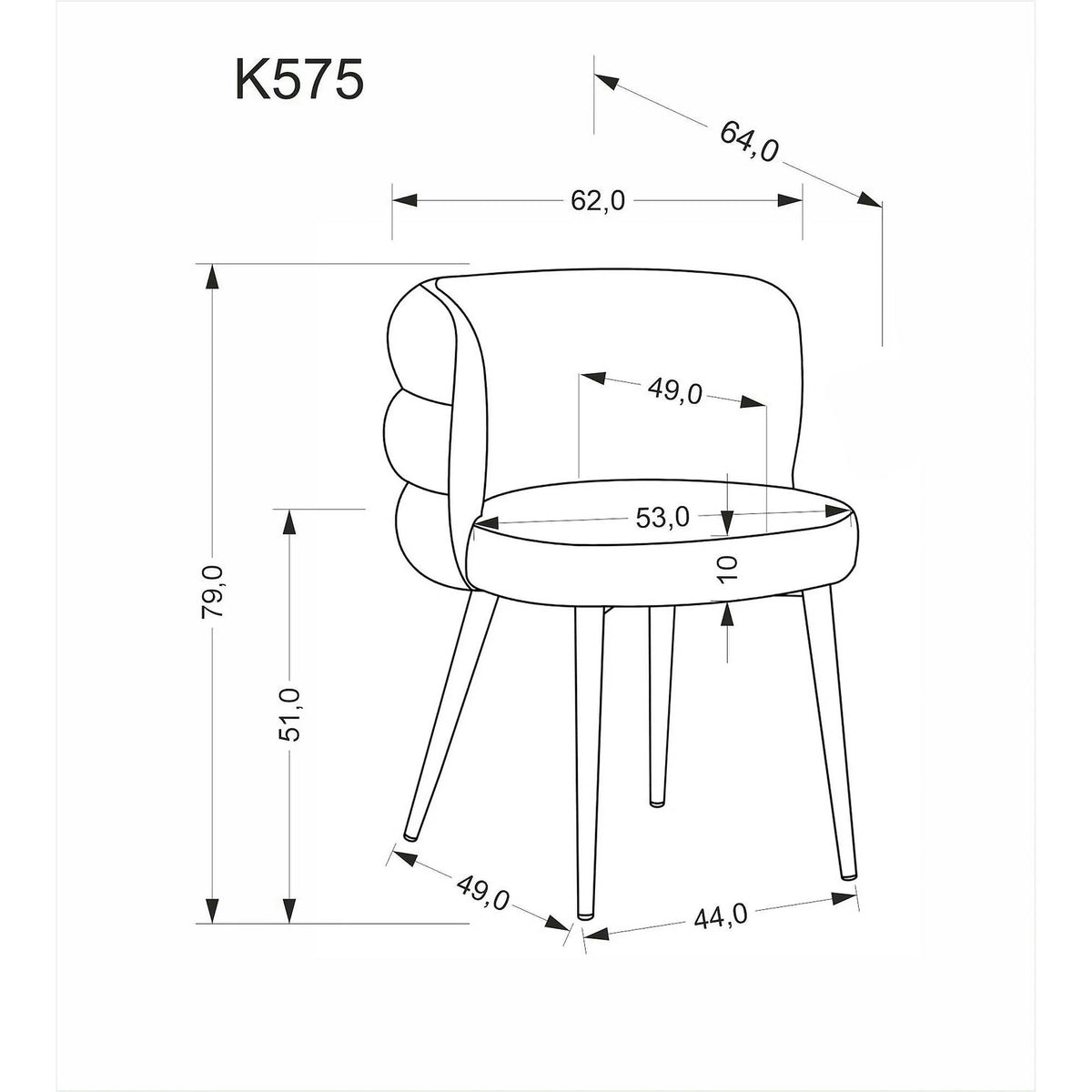 Scaun K575, gri - Cremona 96, stofa catifelata/otel, 62x64x79 cm
