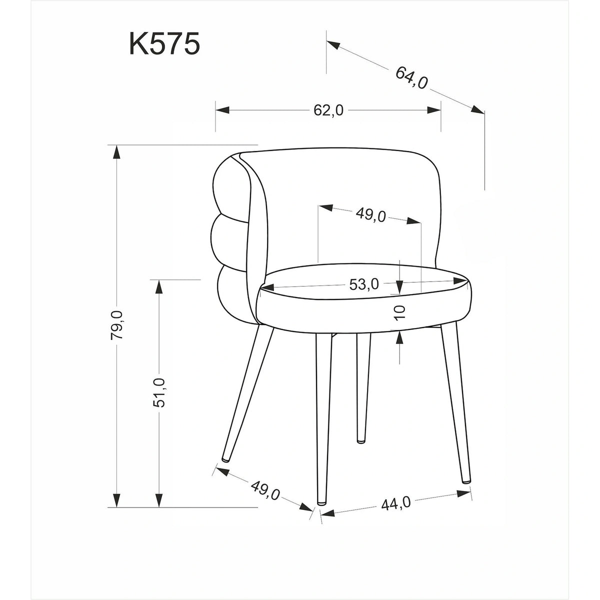 Scaun K575, verde olive - Cremona 38, stofa catifelata/otel, 62x64x79 cm