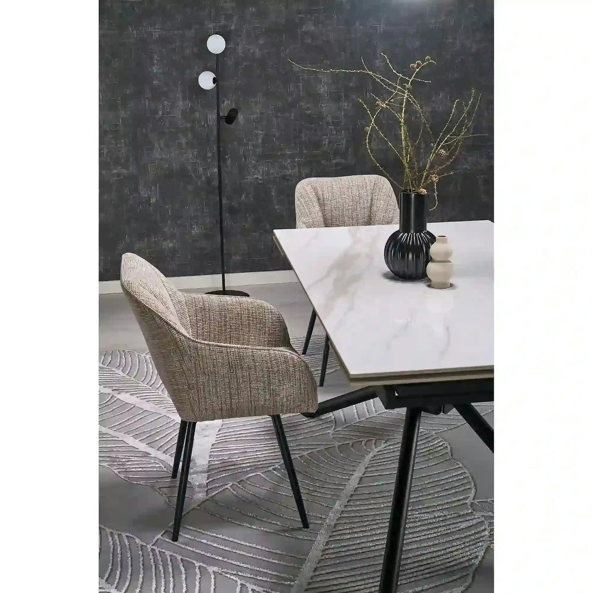 Scaun K576, bej/negru, stofa clasica/otel, 54x60x85 cm