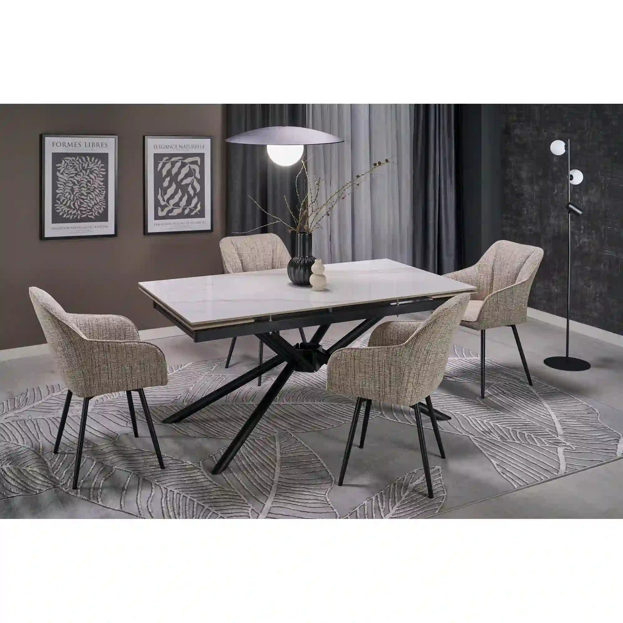 Scaun K576, bej/negru, stofa clasica/otel, 54x60x85 cm