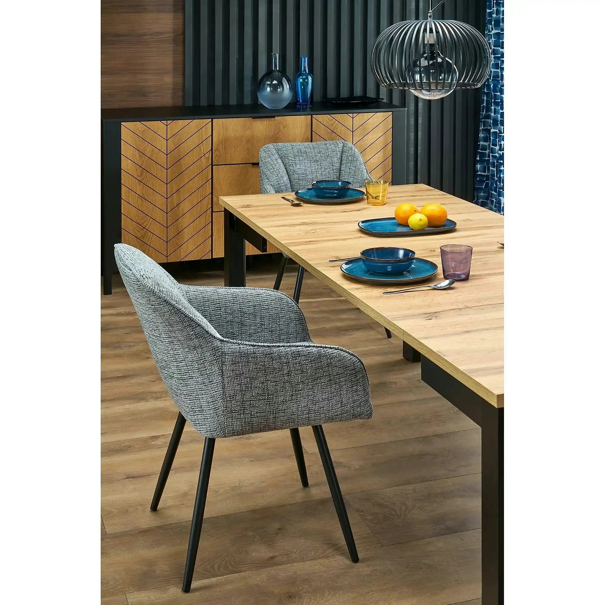 Scaun K576, gri/negru, stofa clasica/otel, 54x60x85 cm