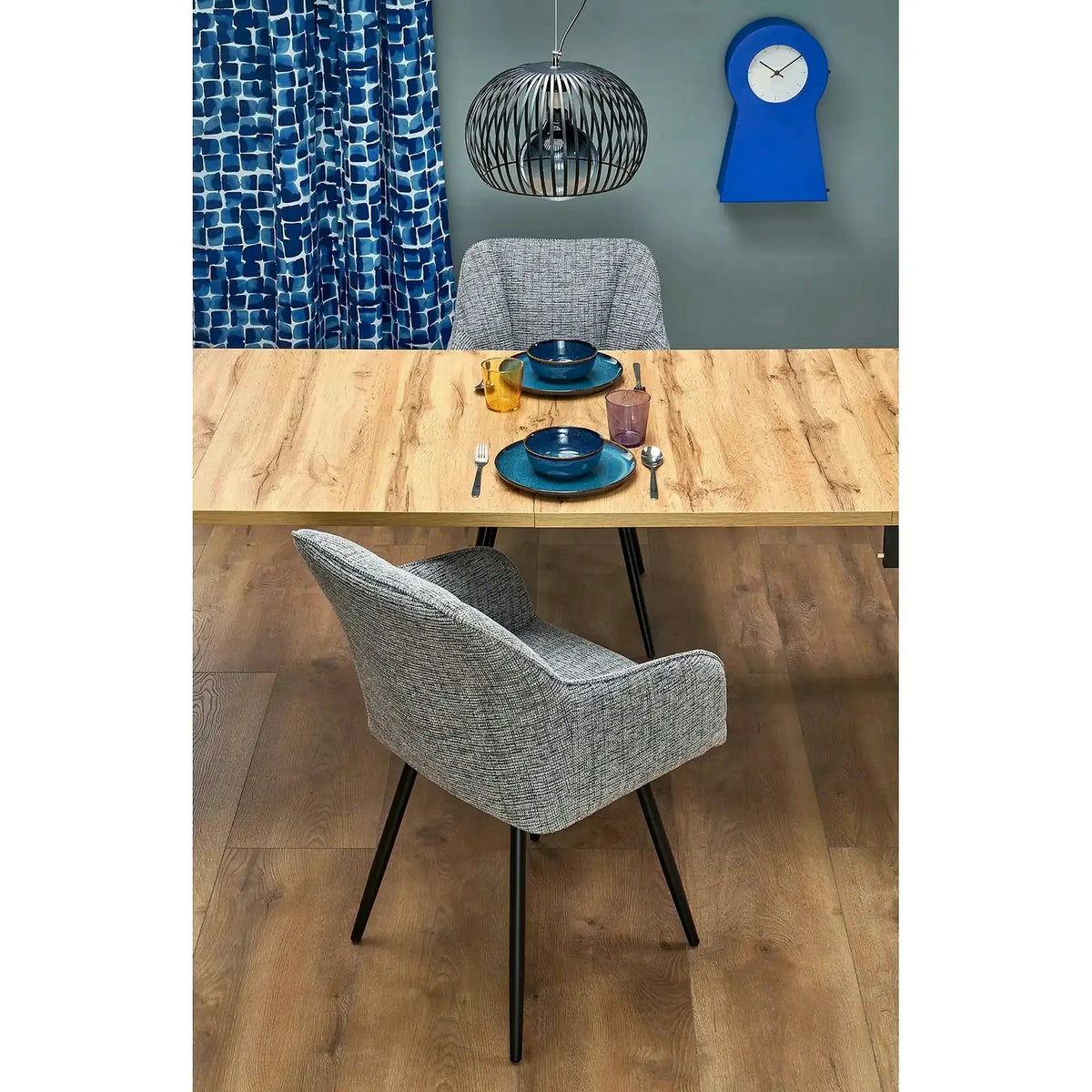 Scaun K576, gri/negru, stofa clasica/otel, 54x60x85 cm