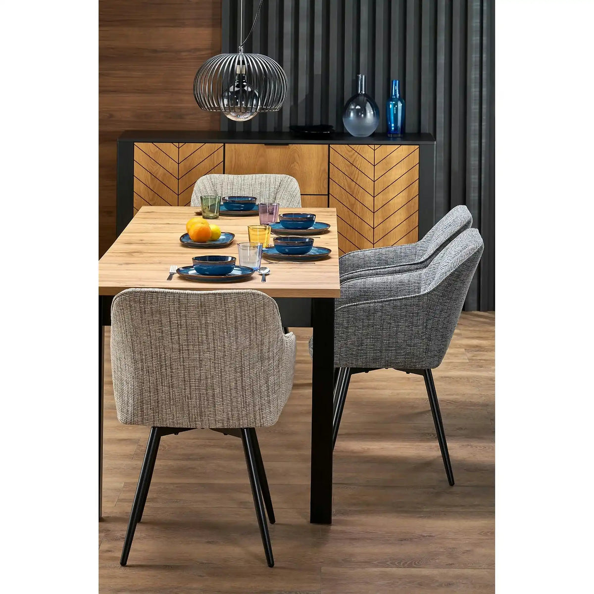 Scaun K576, gri/negru, stofa clasica/otel, 54x60x85 cm