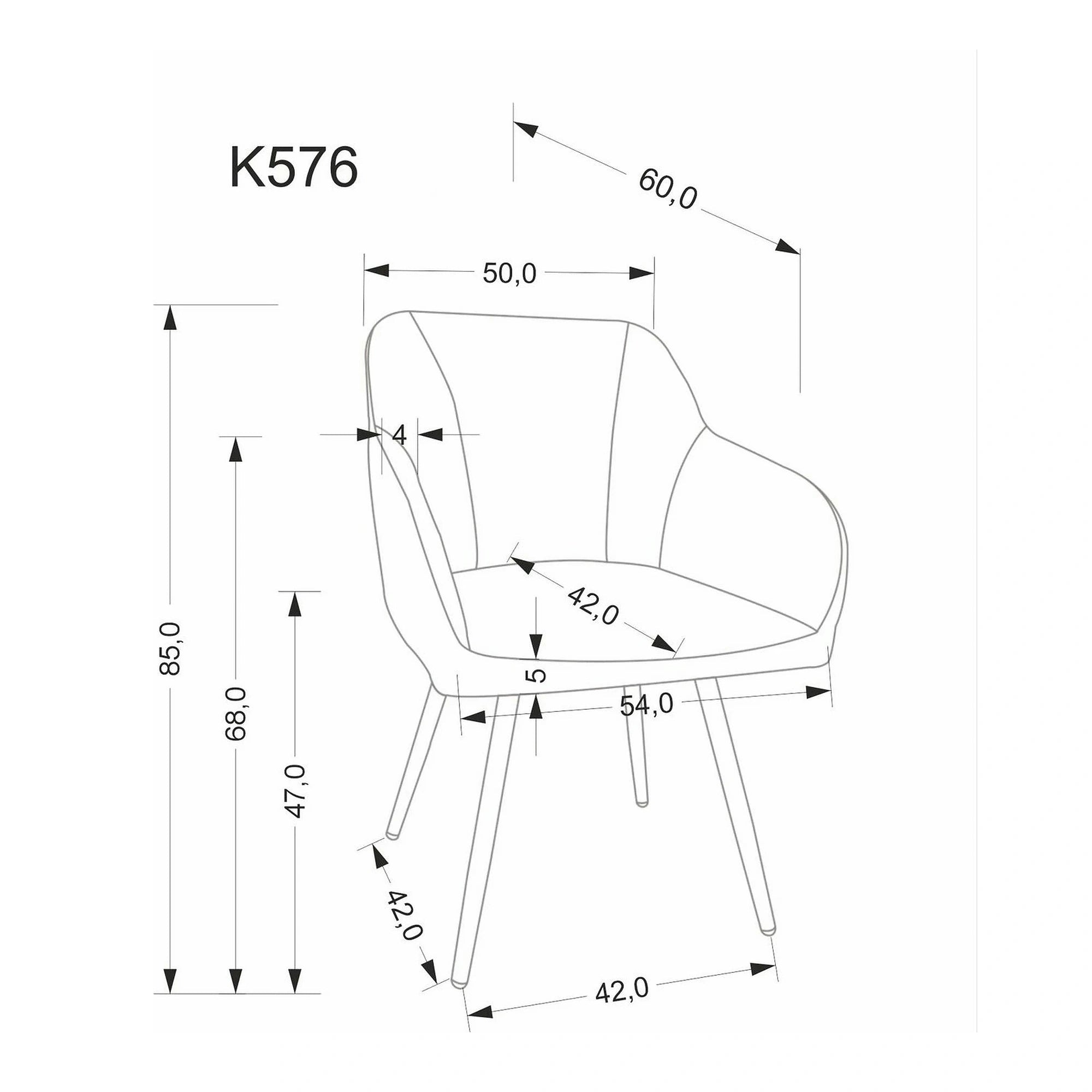 Scaun K576, gri/negru, stofa clasica/otel, 54x60x85 cm