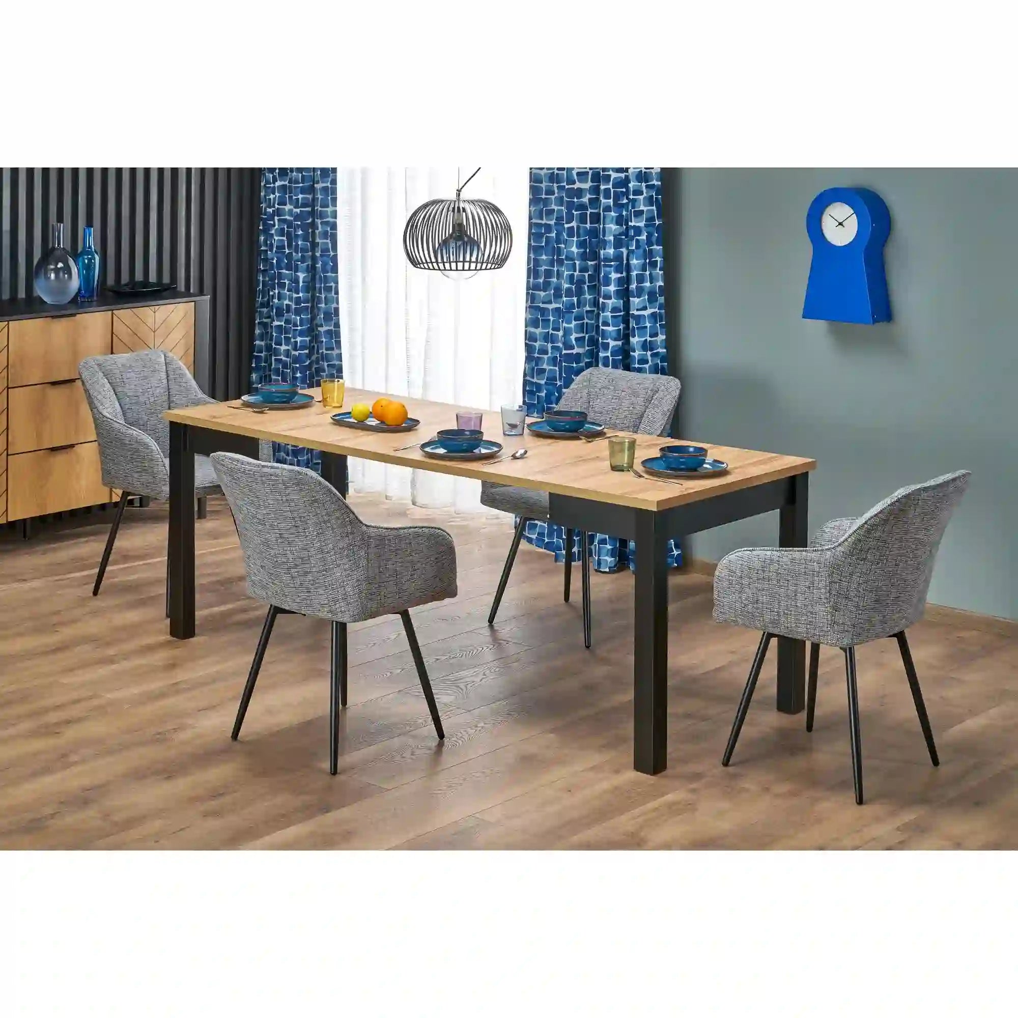 Scaun K576, gri/negru, stofa clasica/otel, 54x60x85 cm