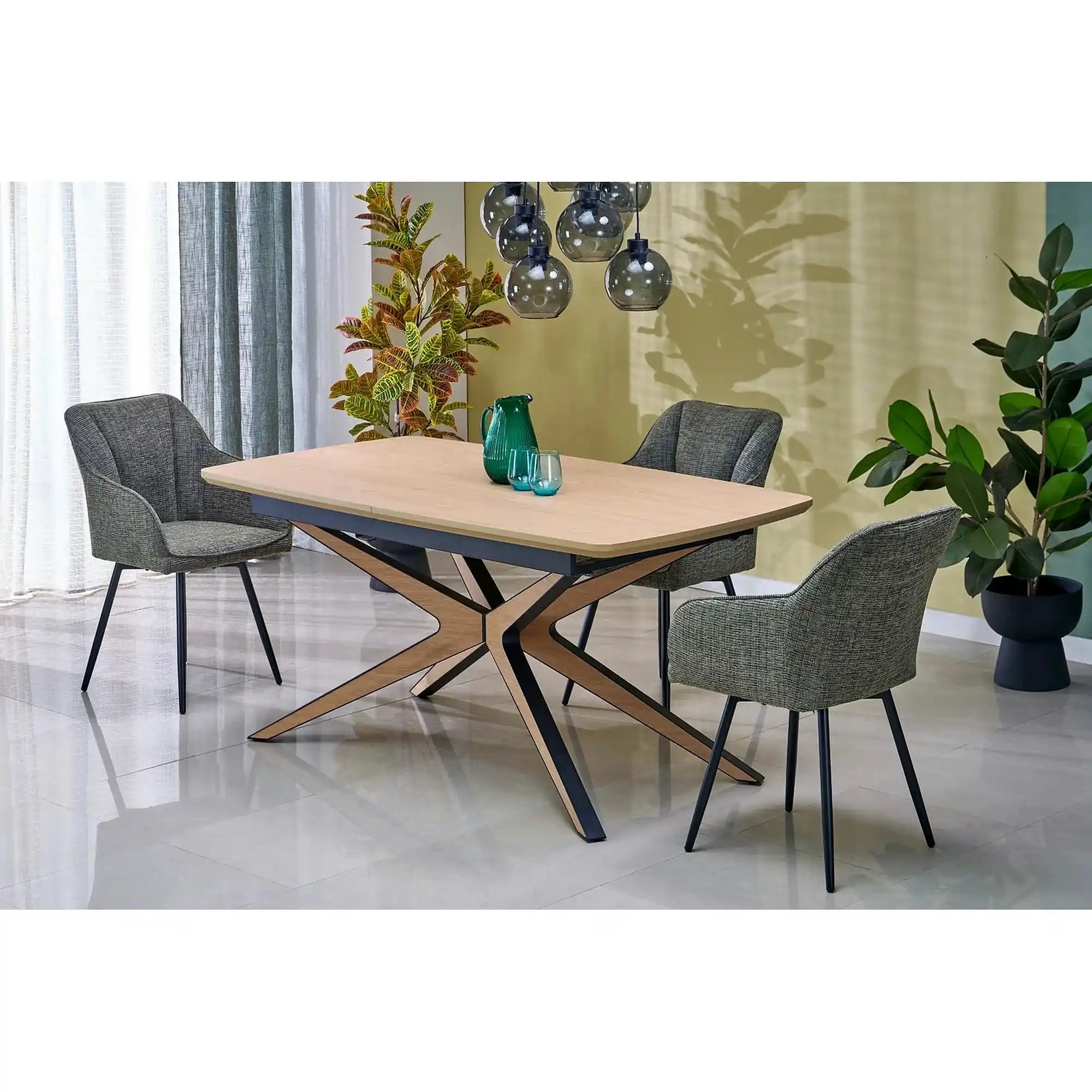 Scaun K576, verde olive/negru, stofa clasica/otel, 54x60x85 cm