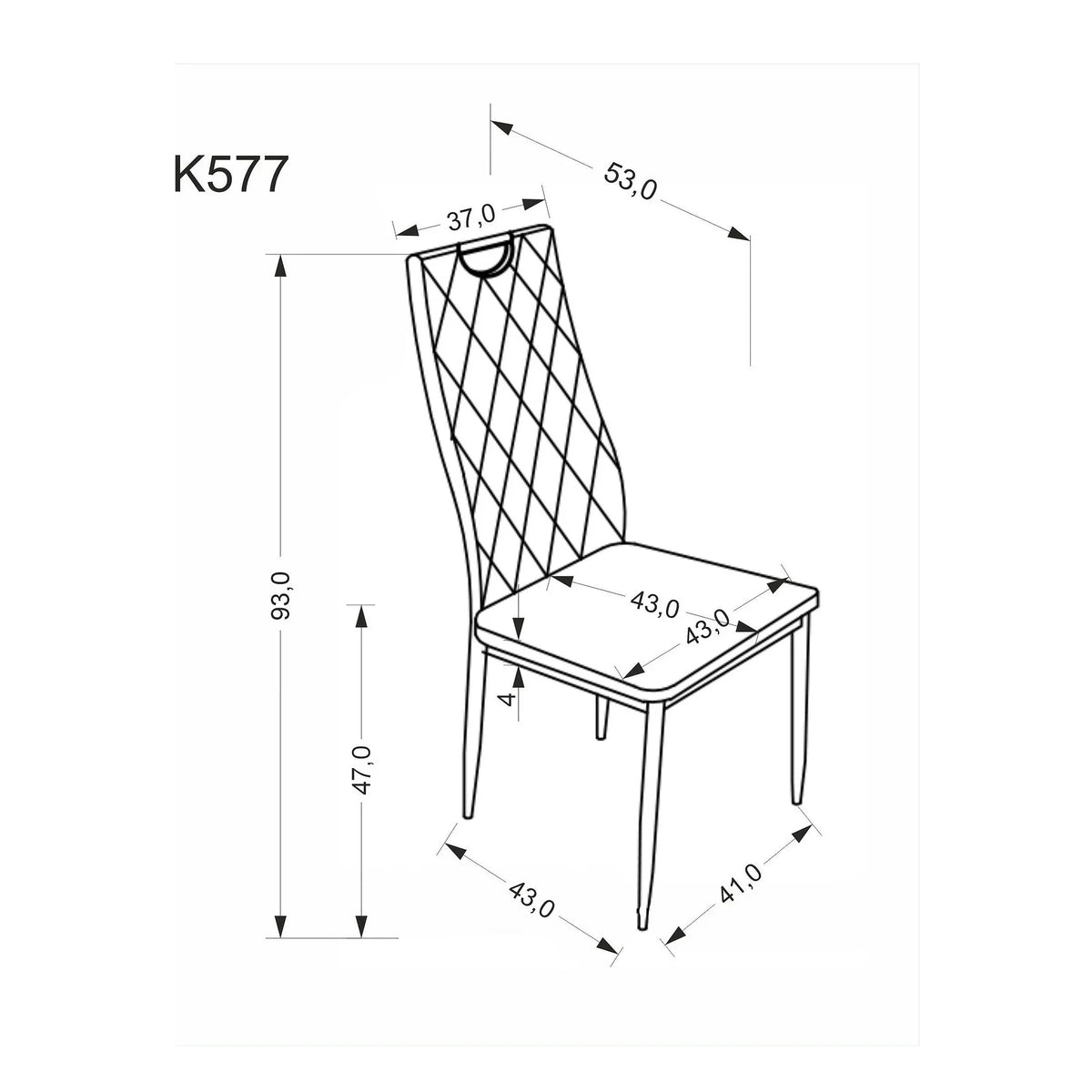 Scaun K577, bej - HLR 11, stofa catifelata/otel, 43x53x93 cm