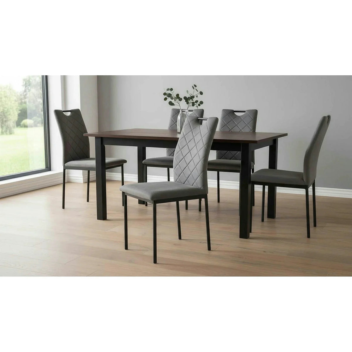 Scaun K577, gri - HLR 21, stofa catifelata/otel, 43x53x93 cm