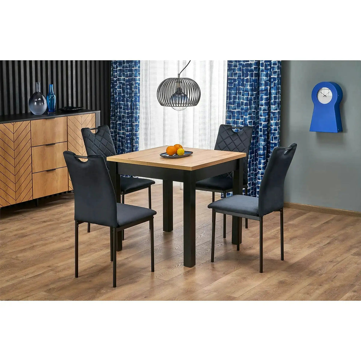 Scaun K577, negru - HLR 66, stofa catifelata/otel, 43x53x93 cm