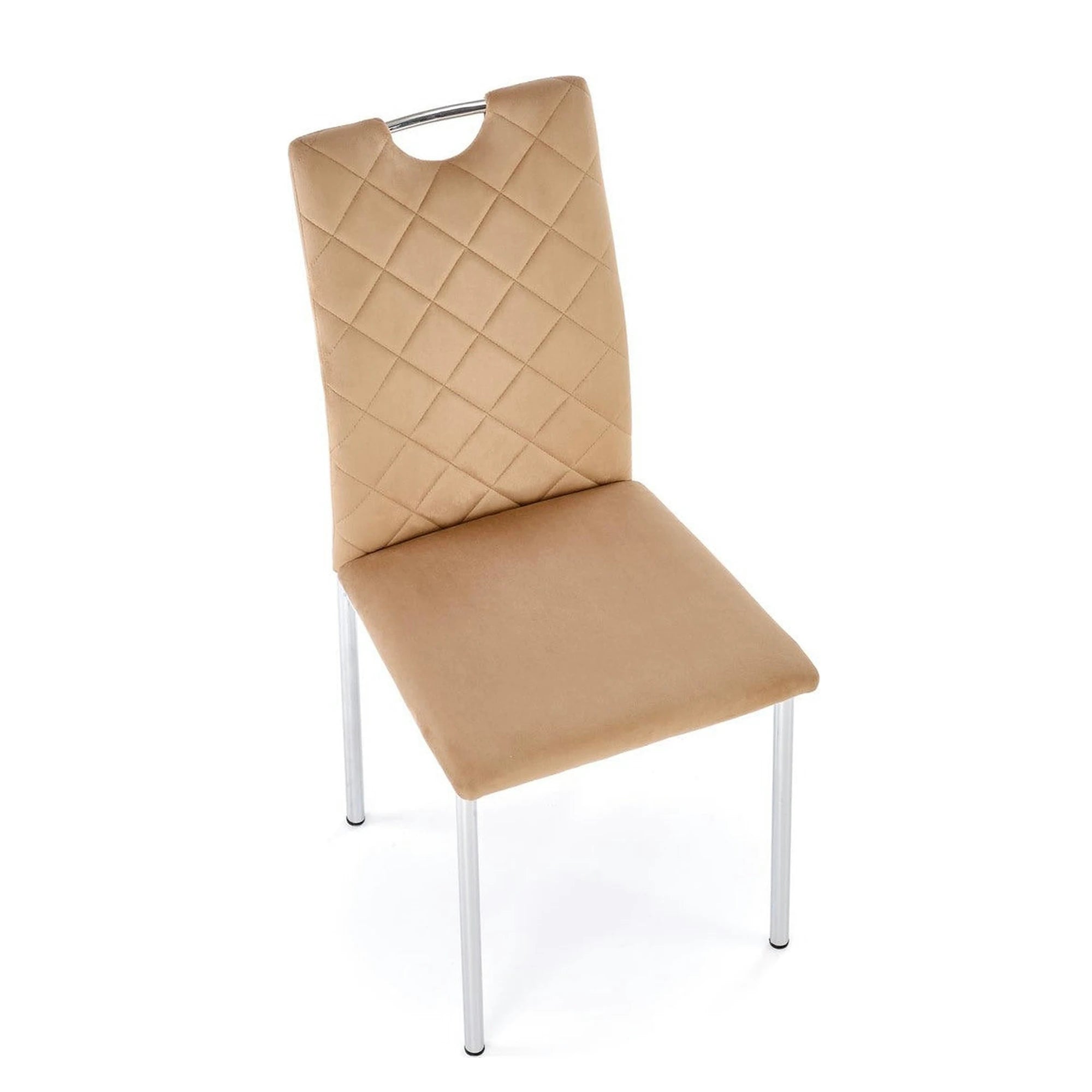 Scaun K578, bej - HLR 11/argintiu, stofa catifelata/otel, 43x53x93 cm