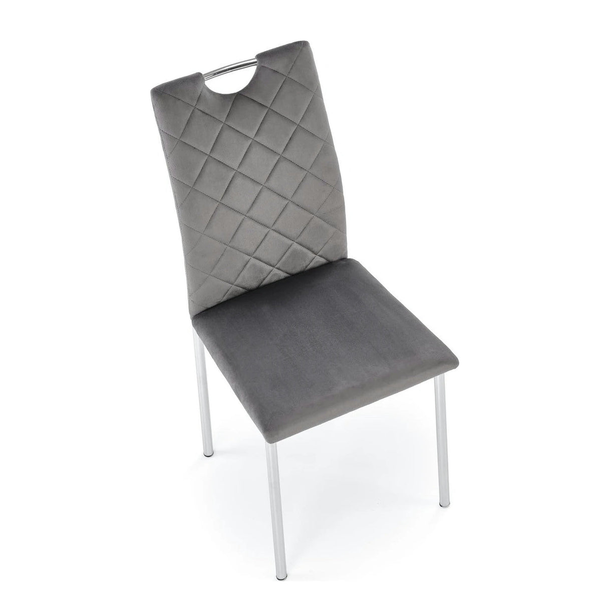 Scaun K578, gri - HLR 21/argintiu, stofa catifelata/otel, 43x53x93 cm